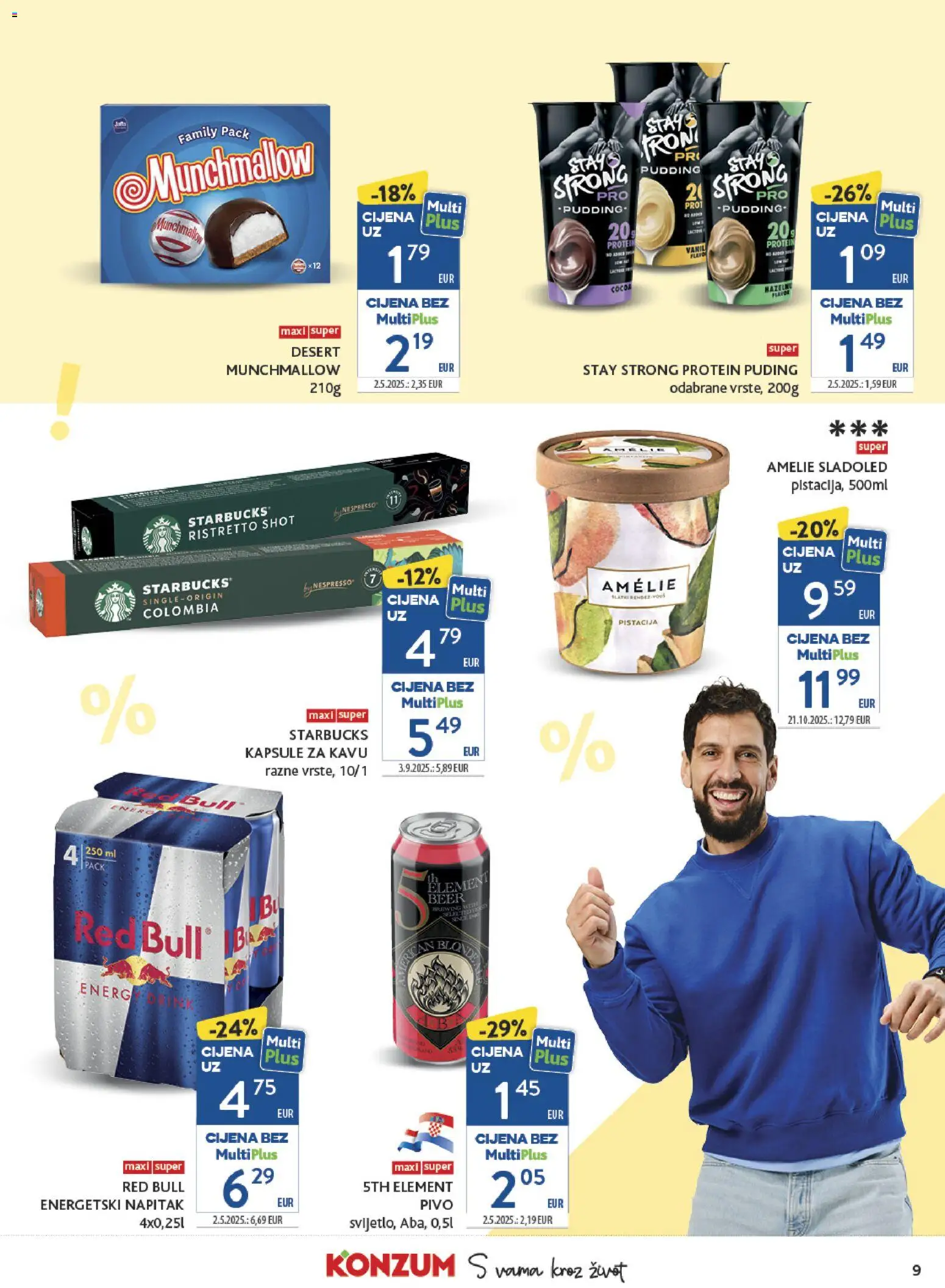 Konzum katalog | vrijedi od 21.01.2026 | Stranica: 9 | Proizvodi: Puding, Sladoled, Kapsule za kavu, Red Bull