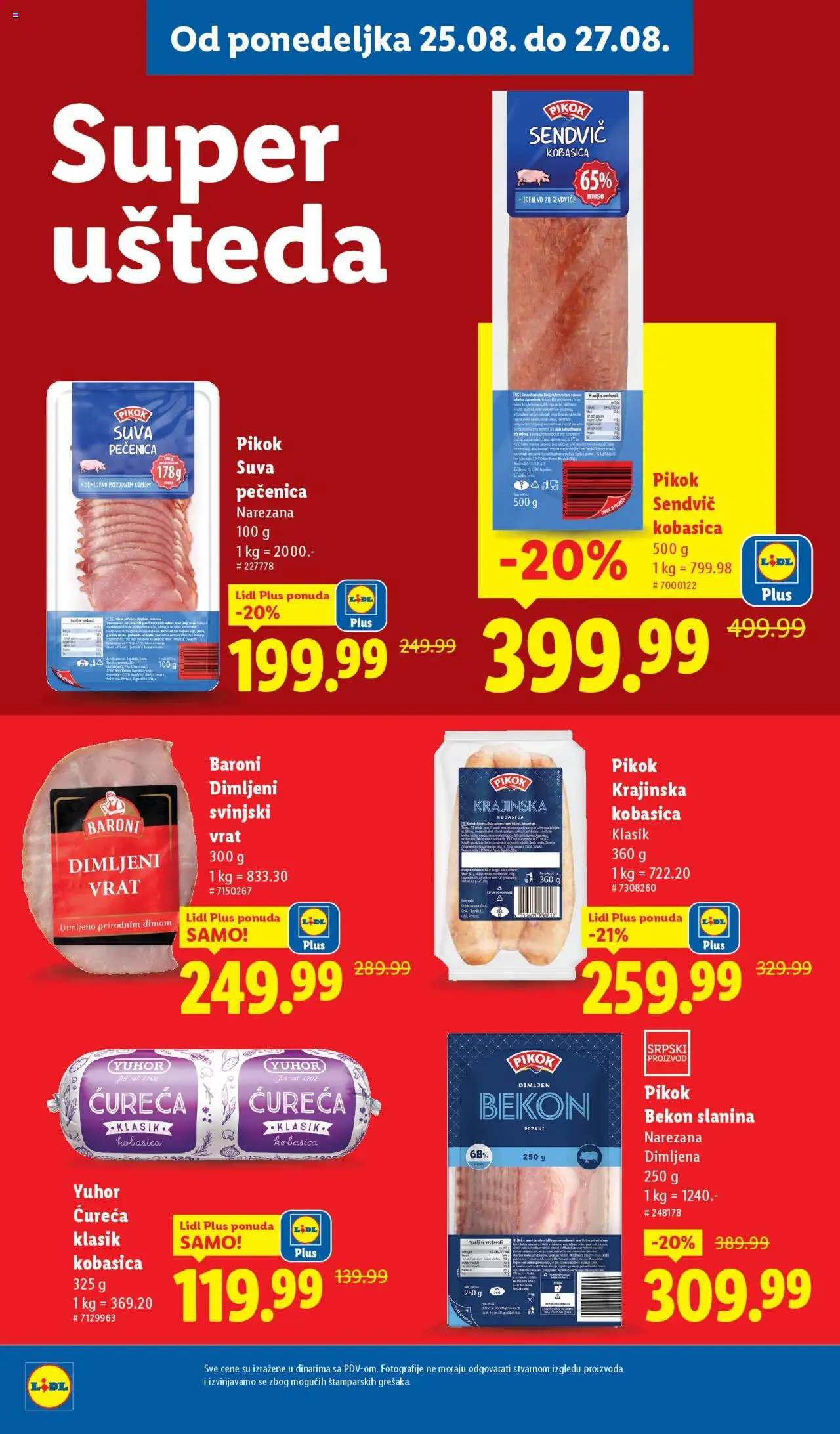 Lidl katalog - važi od 21.08.2025 | Strana: 62 | Proizvode: Svinjski vrat, Slanina, Kobasica, Pečenica