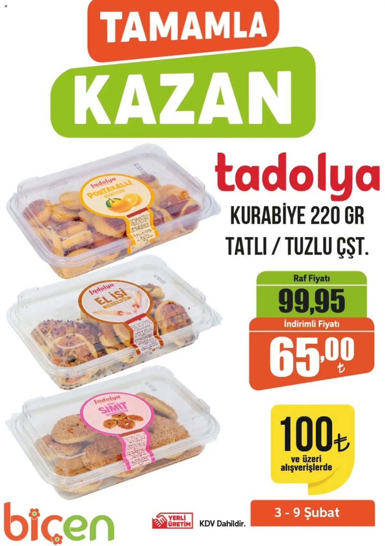Biçen Market - Tamamla Kazan - 03.02.2026 tarihinden itibaren geçerlidir | Sayfa: 1 | Ürünler: Raf, Simit, Kurabiye