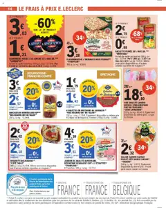E.Leclerc - Prévisualisation de RACLETTE FUMÉE 28% MAT.GR. (1)(2) "ERMITAGE", Au lait de vache pasteurisé. 200 g. Le kg: 13,75 €. Par 2 (400 g) : 3,63 € au lieu de 5,50 €. Le kg: 9,08 €. Même promotion disponible sur d'autres variétés signalées en magasin. (5) valide à partir de 30.09.2025 | Page: 14
