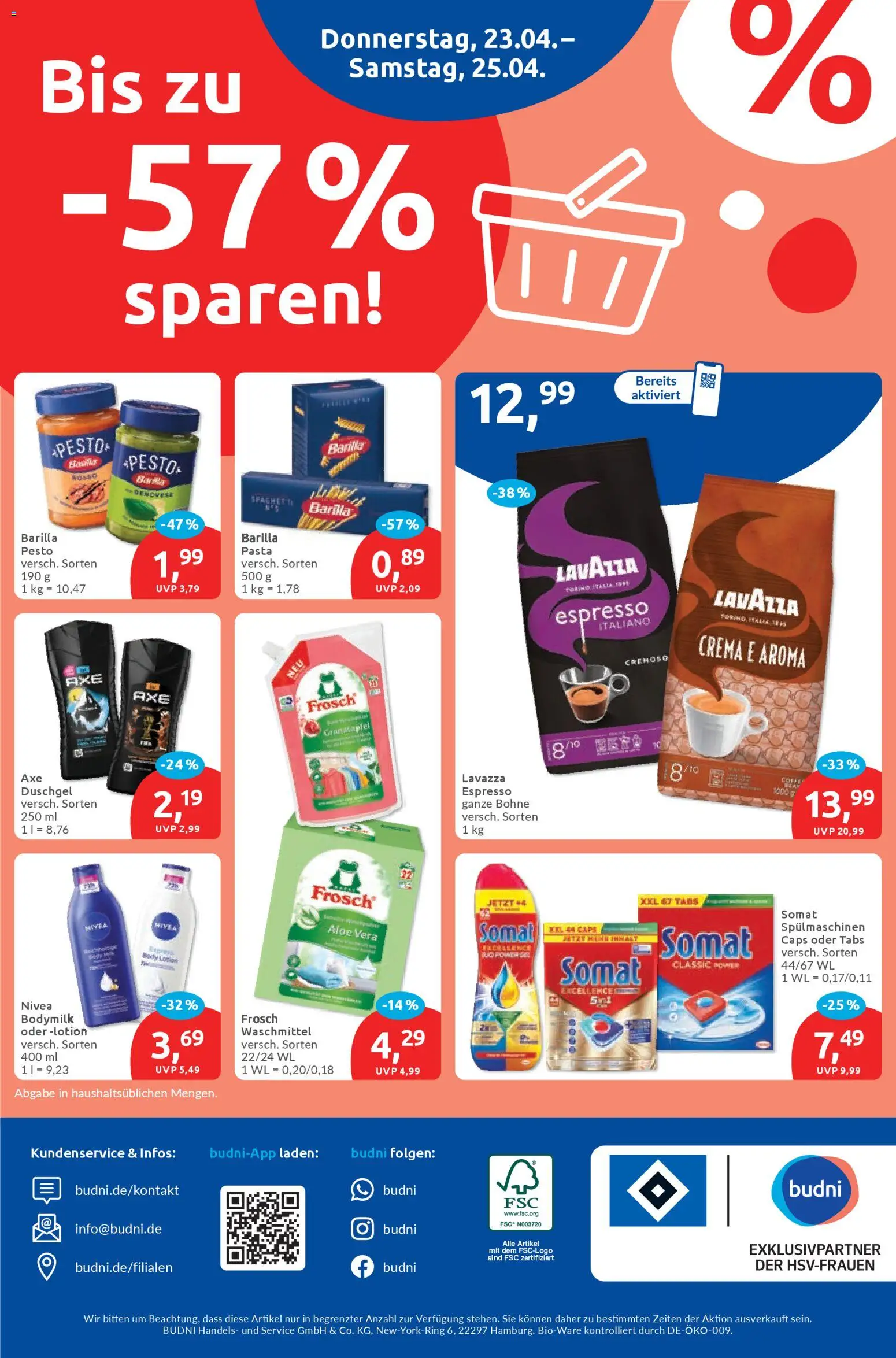 Budni Prospekt – gültig ab 20.04.2026 | Seite: 8 | Produkte: Lavazza, Granatapfel, Waschmittel, Body Lotion