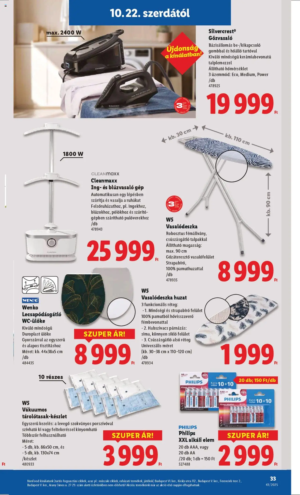 Lidl akciós ujság - amely érvényes a következő dátumtól: 22.10.2025 | Oldal: 33 | Termékek: Wc-ülőke, Szárító, Ülőke, Ing