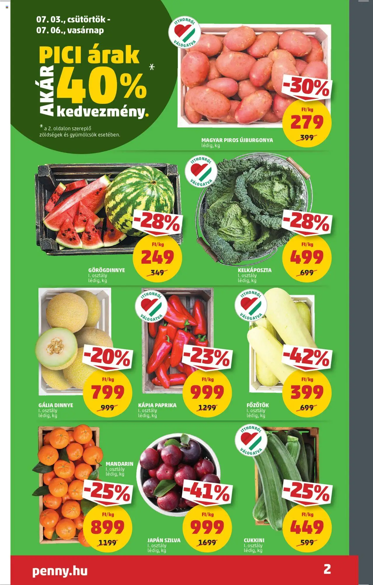 PENNY akciós ujság - amely érvényes a következő dátumtól: 03.07.2025 | Oldal: 2 | Termékek: Szilva, Kelkáposzta, Mandarin, Kápia paprika