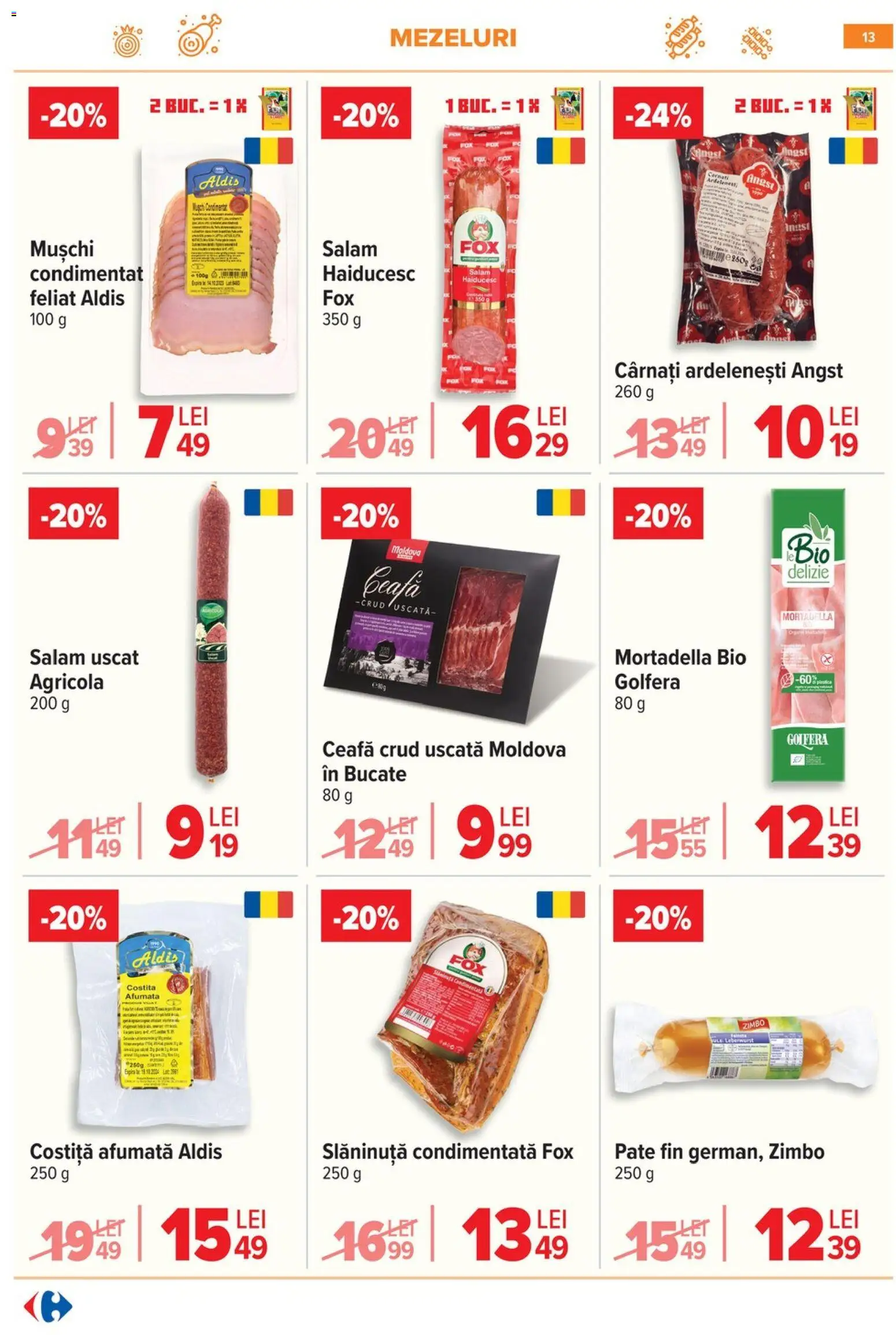 Noul catalog Carrefour – valabil de la 29.04.2026 | Pagină: 14 | Produse: Şerit ödül, Pate, Salam, Cârnați