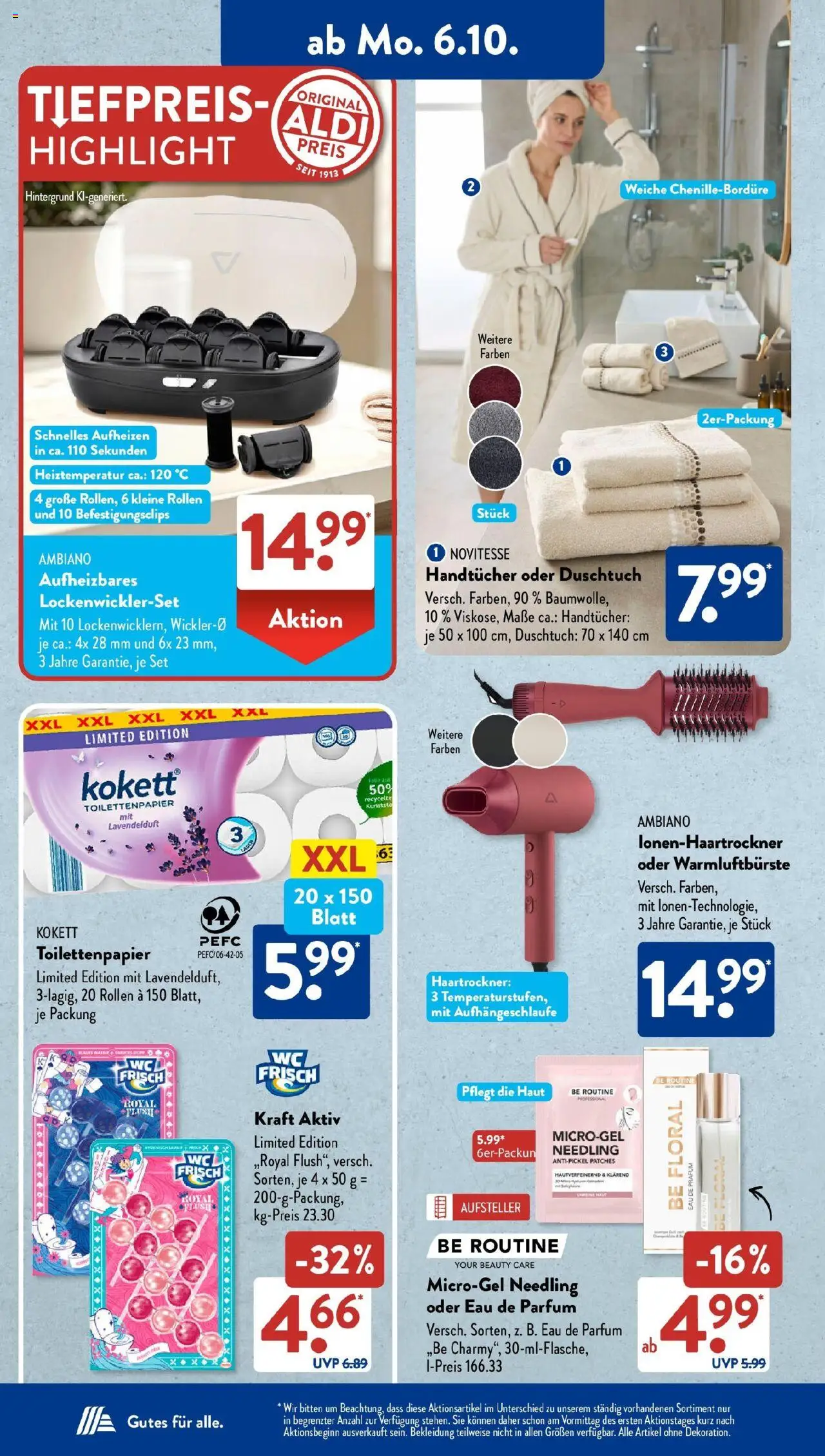 Aldi Süd - Aldi Süd: Wochenangebote – gültig ab 06.10.2025 | Seite: 14 | Produkte: Haartrockner, Bekleidung, Eau de Parfum, Toilettenpapier