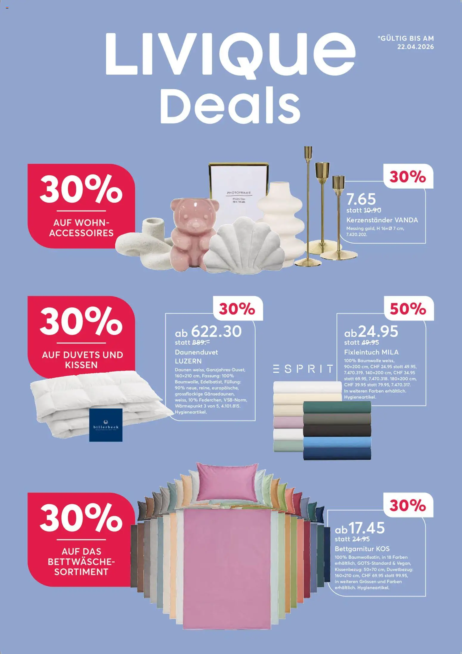 Livique aktionen – gültig ab 07.04.2026 | Seite: 1 | Produkte: Kissen, Bettwäsche