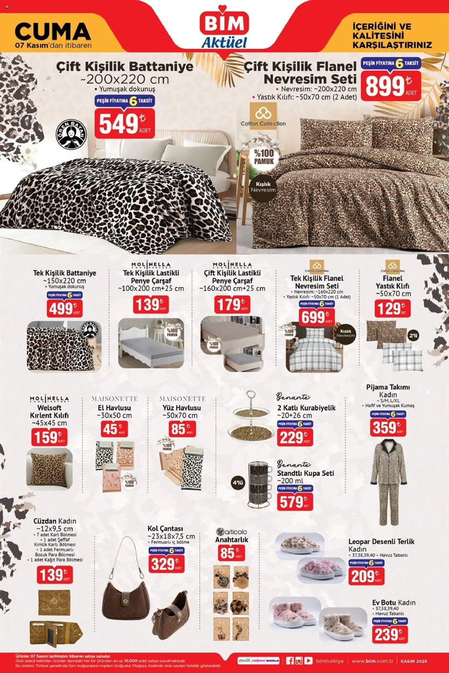 BİM Katalog Cuma - 07.11.2025 tarihinden itibaren geçerlidir | Sayfa: 5 | Ürünler: Battaniye, Terlik, Cüzdan, El havlusu