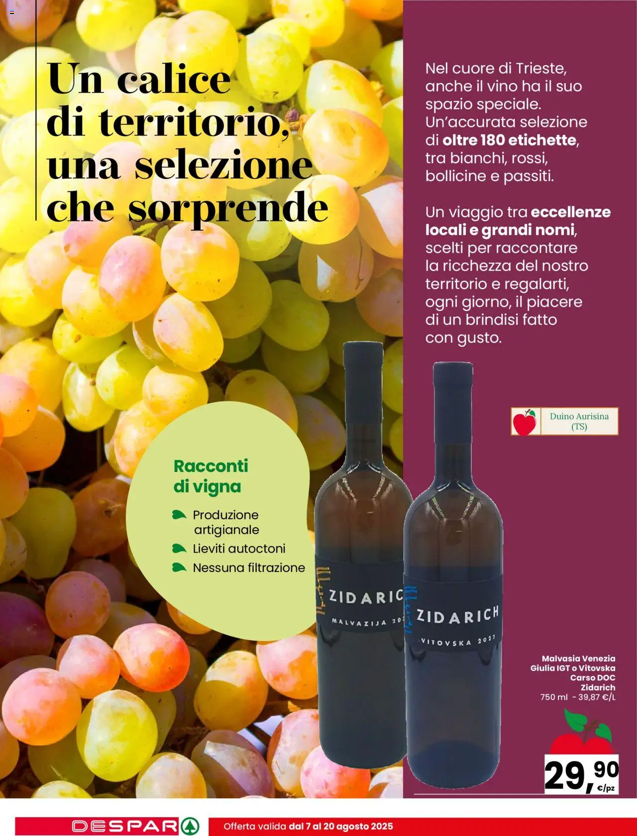 Volantino Despar del 07.08.2025 | Pagina: 14 | Prodotti: Calice, Vino