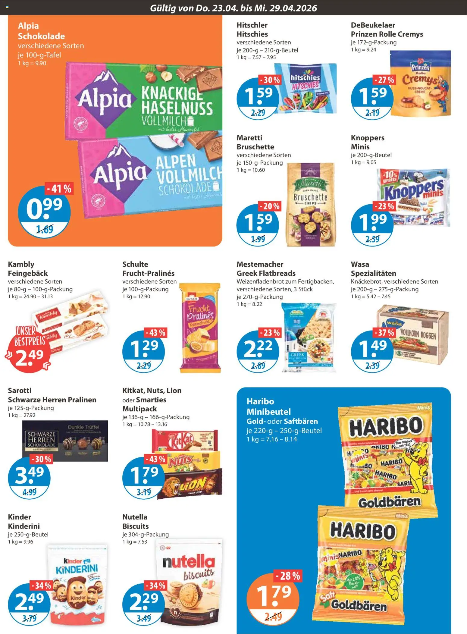 V-Markt München – gültig ab 23.04.2026 | Seite: 10 | Produkte: Schokolade, Creme, Nutella, Chips