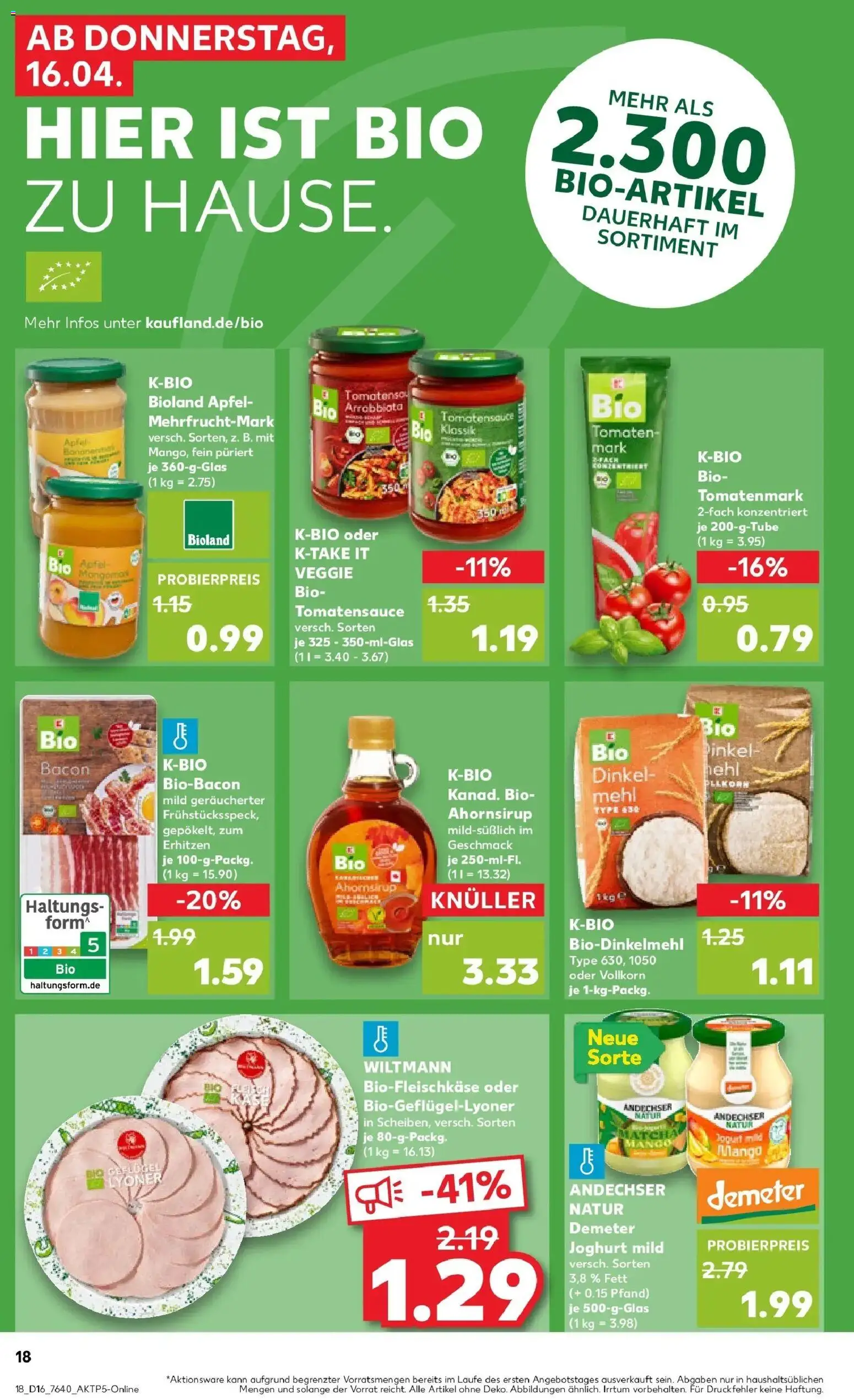 Kaufland Prospekt Solingen	 – gültig ab 16.04.2026 | Seite: 18 | Produkte: Mehl, Joghurt, Äpfel, Tomaten