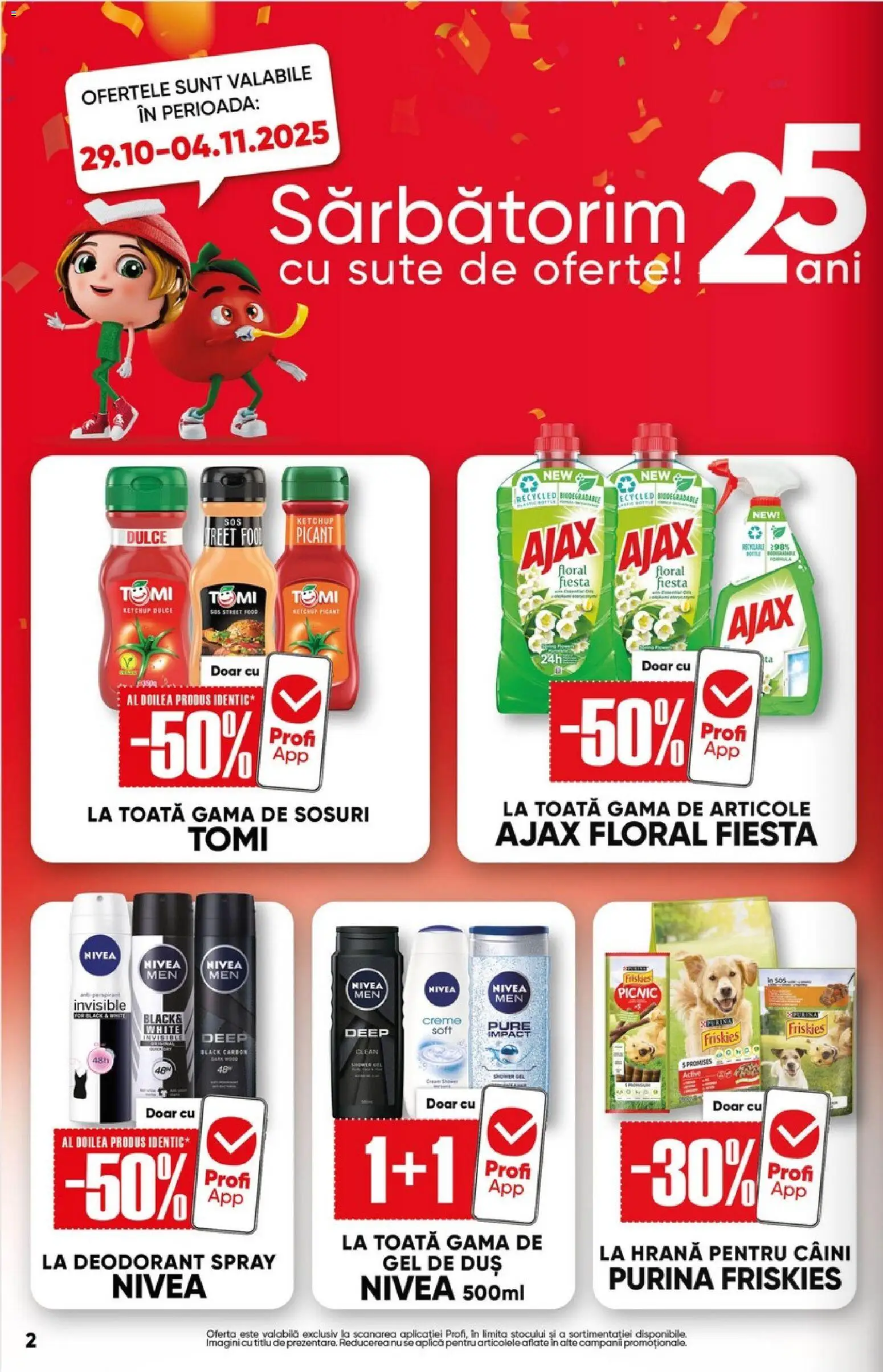 Noul catalog Profi – valabil de la 29.10.2025 | Pagină: 2 | Produse: Hrană pentru câini, Gel de duș, Deodorant, Ketchup