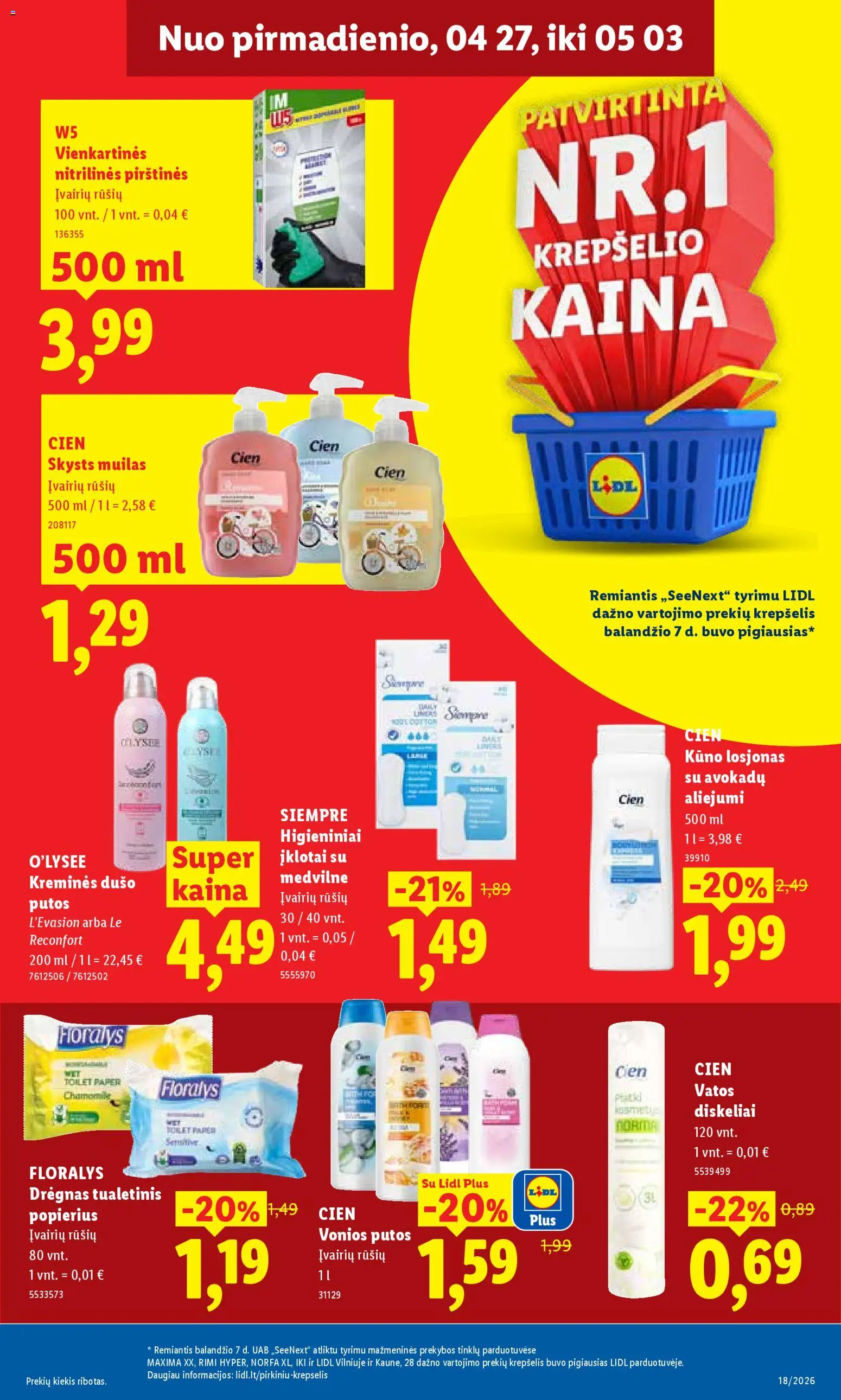LIDL akcijos nuo 27.04.2026 | Puslapis: 21 | Prekių: Muilas, Vonios putos, Vatos diskeliai, Pirštines