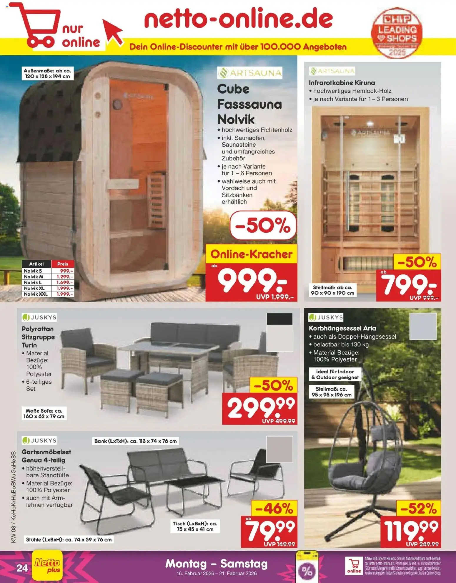 Netto Marken-Discount - Netto: Wochenangebote – gültig ab 16.02.2026 | Seite: 36 | Produkte: Sofa, Tisch