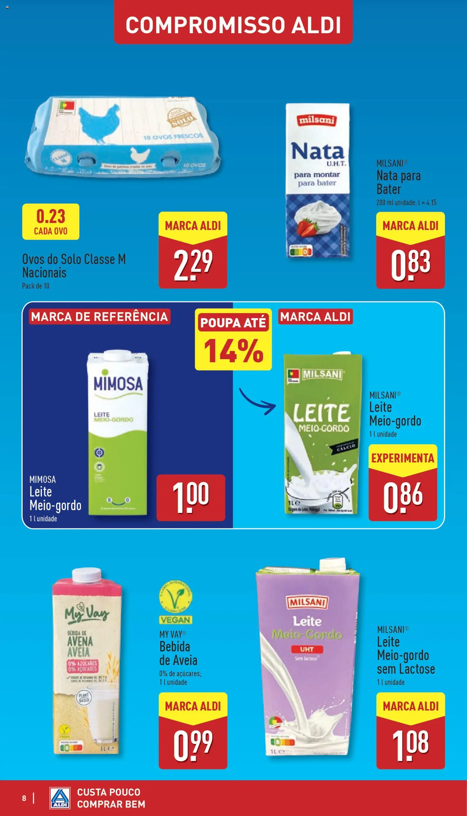 Aldi folheto │ válido de 05.01.2026 | Página: 8 | Produtos: Aveia, Cálcio, Nata, Bebida