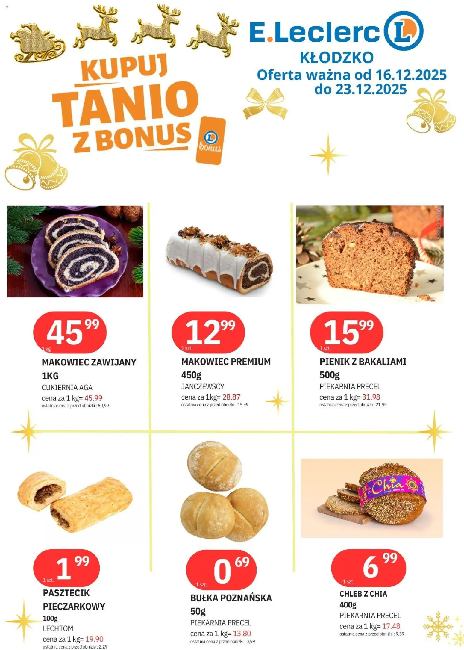 E.Leclerc Gazetka - Kłodzko od 16.12.2025 | Strona: 3 | Produkty: Piekarnia, Bułka, Chleb, Bułka poznańska