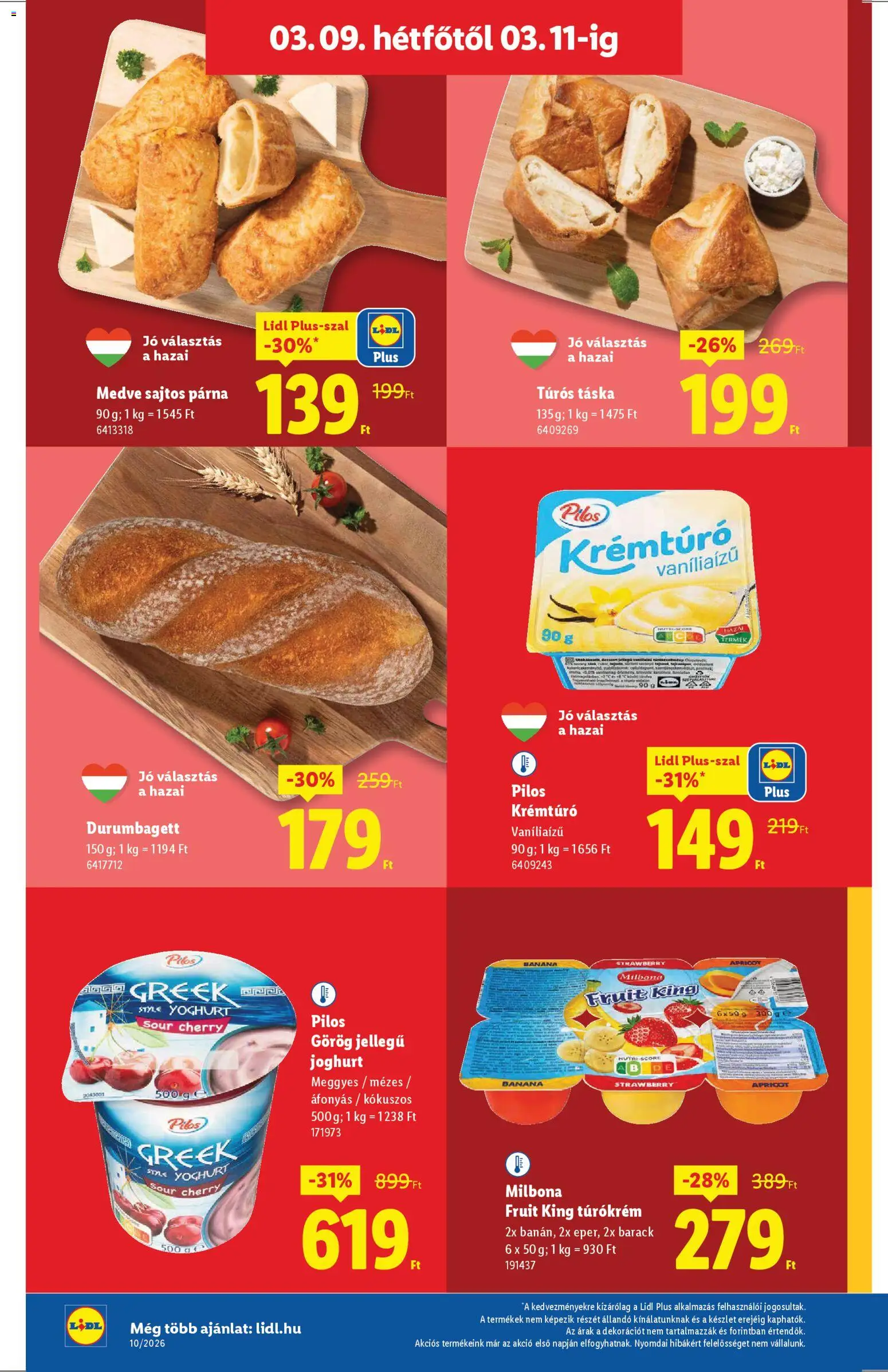 Lidl akciós ujság - amely érvényes a következő dátumtól: 05.03.2026 | Oldal: 54 | Termékek: Túrós táska, Táska, Krémtúró, Párna