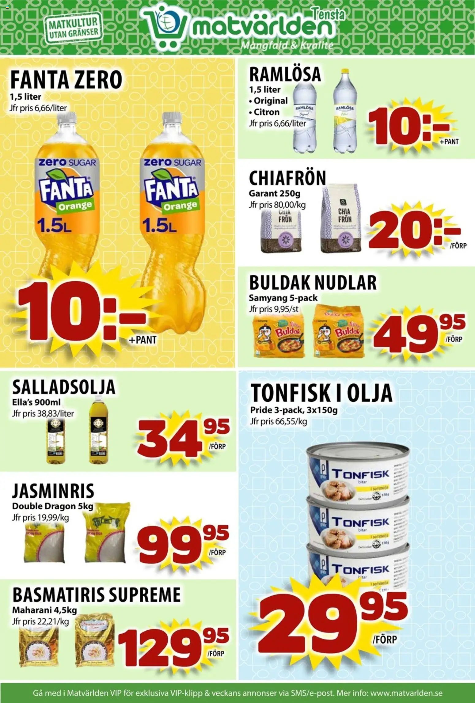 Matvärlden reklamblad aktuell från 15.12.2025 | Sida: 4 | Produkter: Fanta, Olja, Tonfisk, Citron