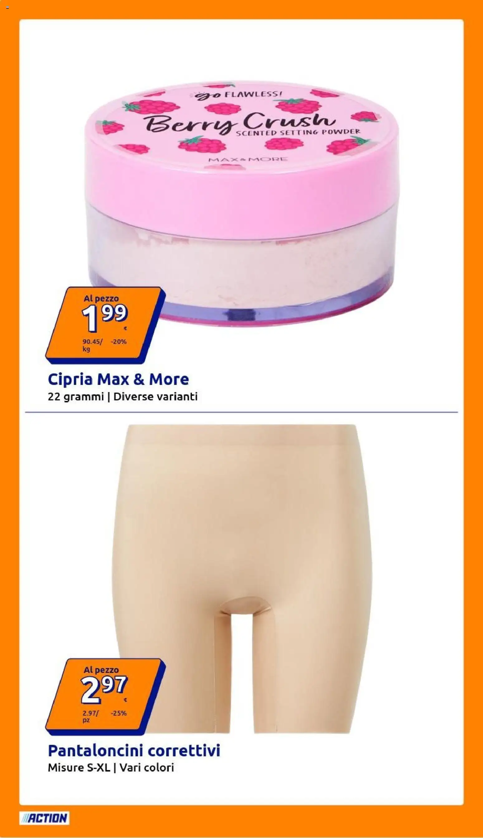 Volantino Action del 18.03.2026 | Pagina: 20 | Prodotti: Pantaloncini, Cipria