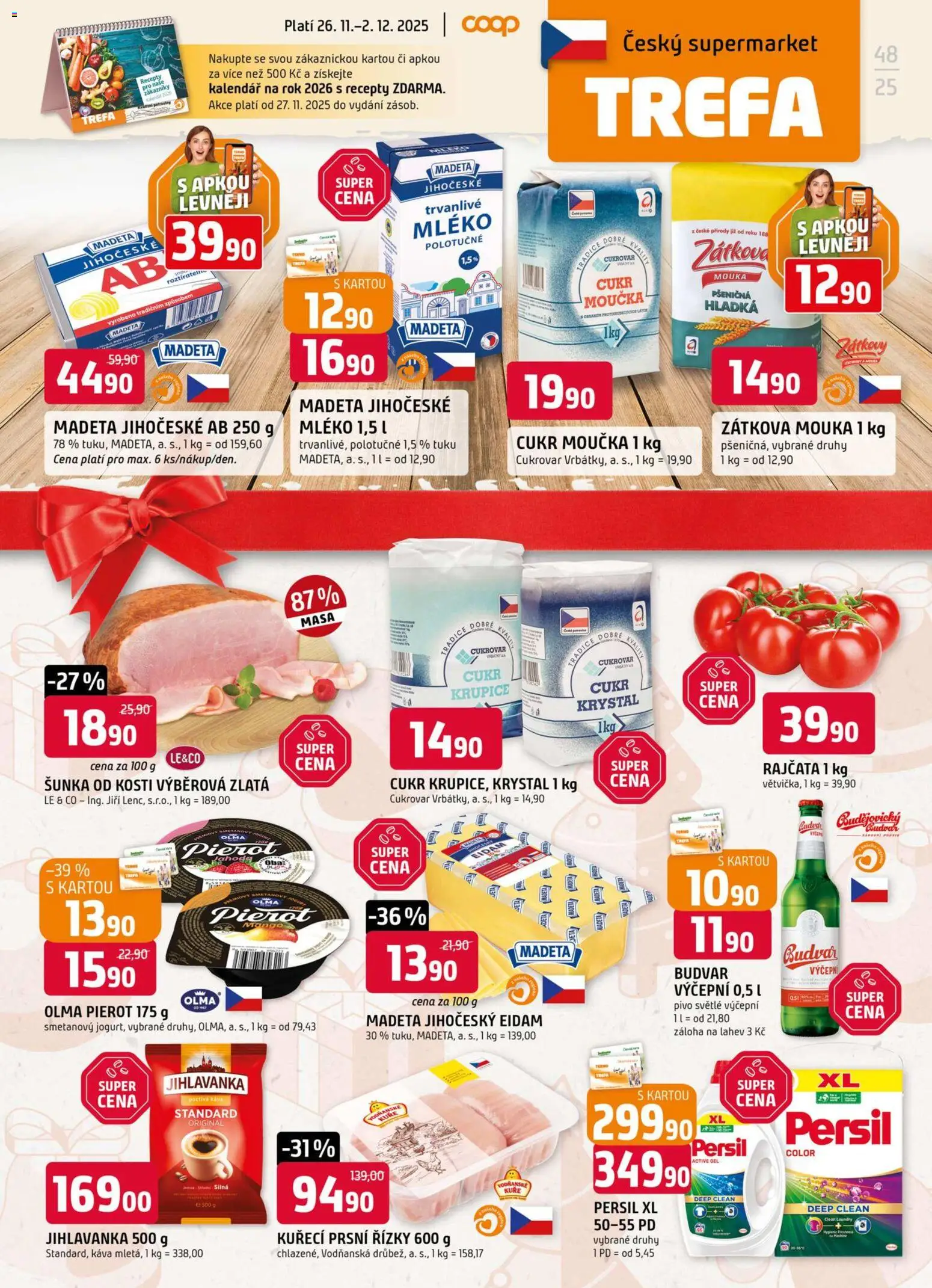 Trefa leták od 26.11.2025 | Strana: 1 | Produkty: Mango, Budvar, Krupice, Persil