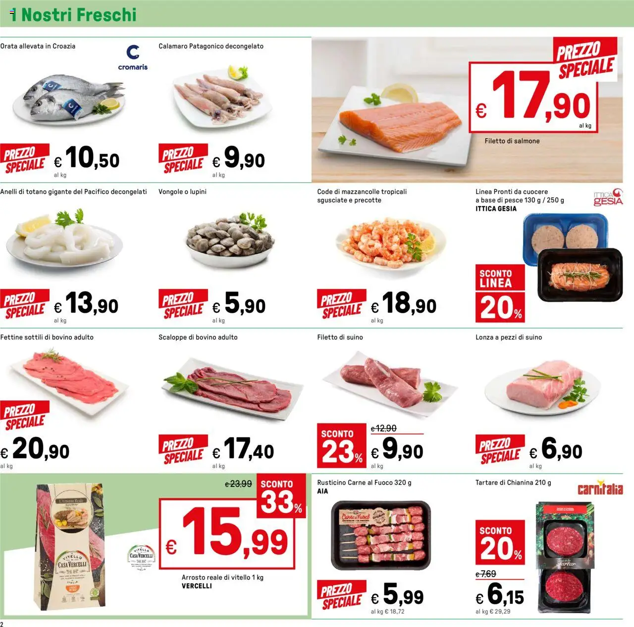 Volantino Iper del 01.08.2025 | Pagina: 2 | Prodotti: Bovino, Pesce, Vongole, Suino