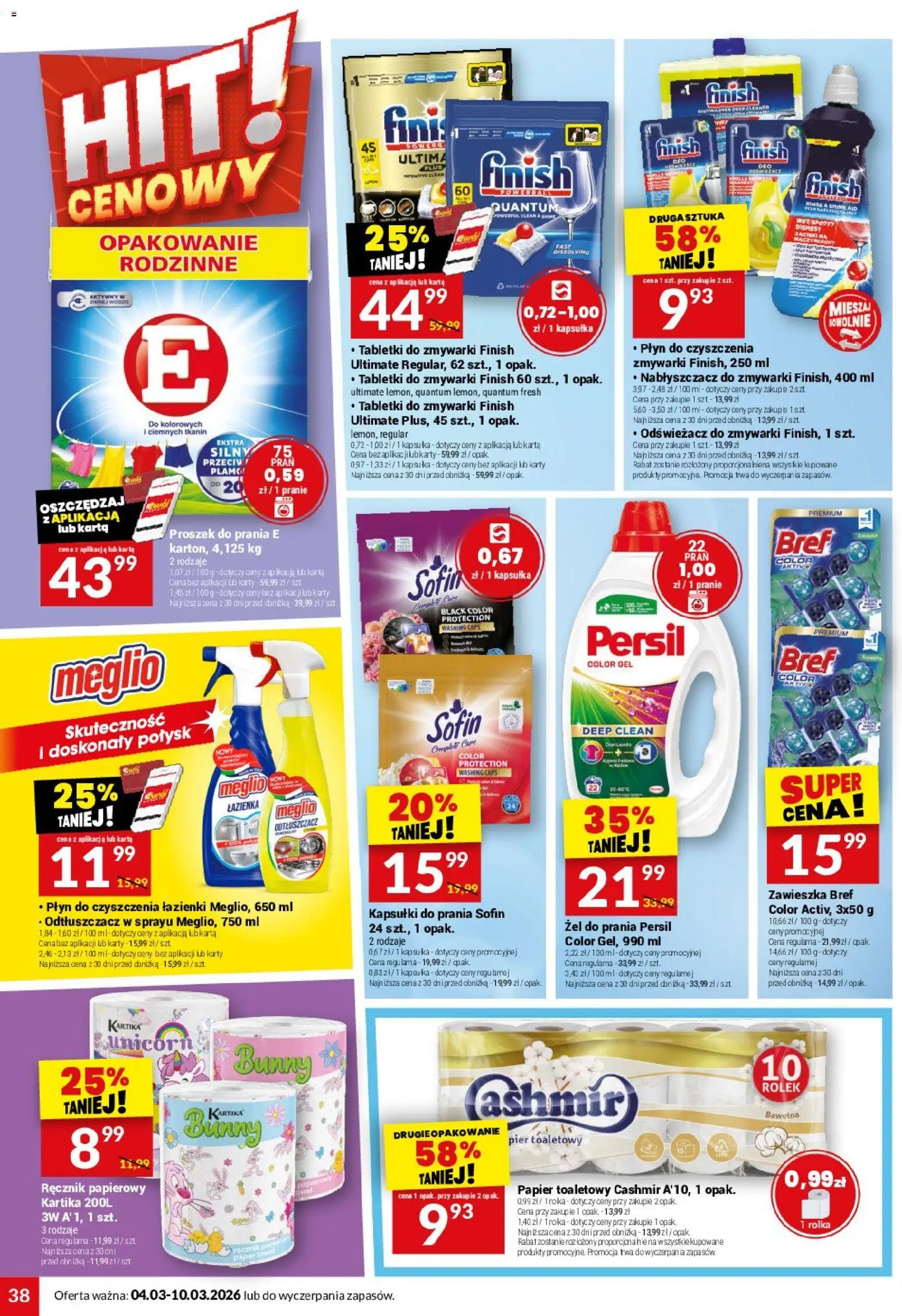 Twój Market gazetka od 04.03.2026 | Strona: 38 | Produkty: Odświeżacz, Kapsułki do prania, Proszek do prania, Tabletki do zmywarki Finish