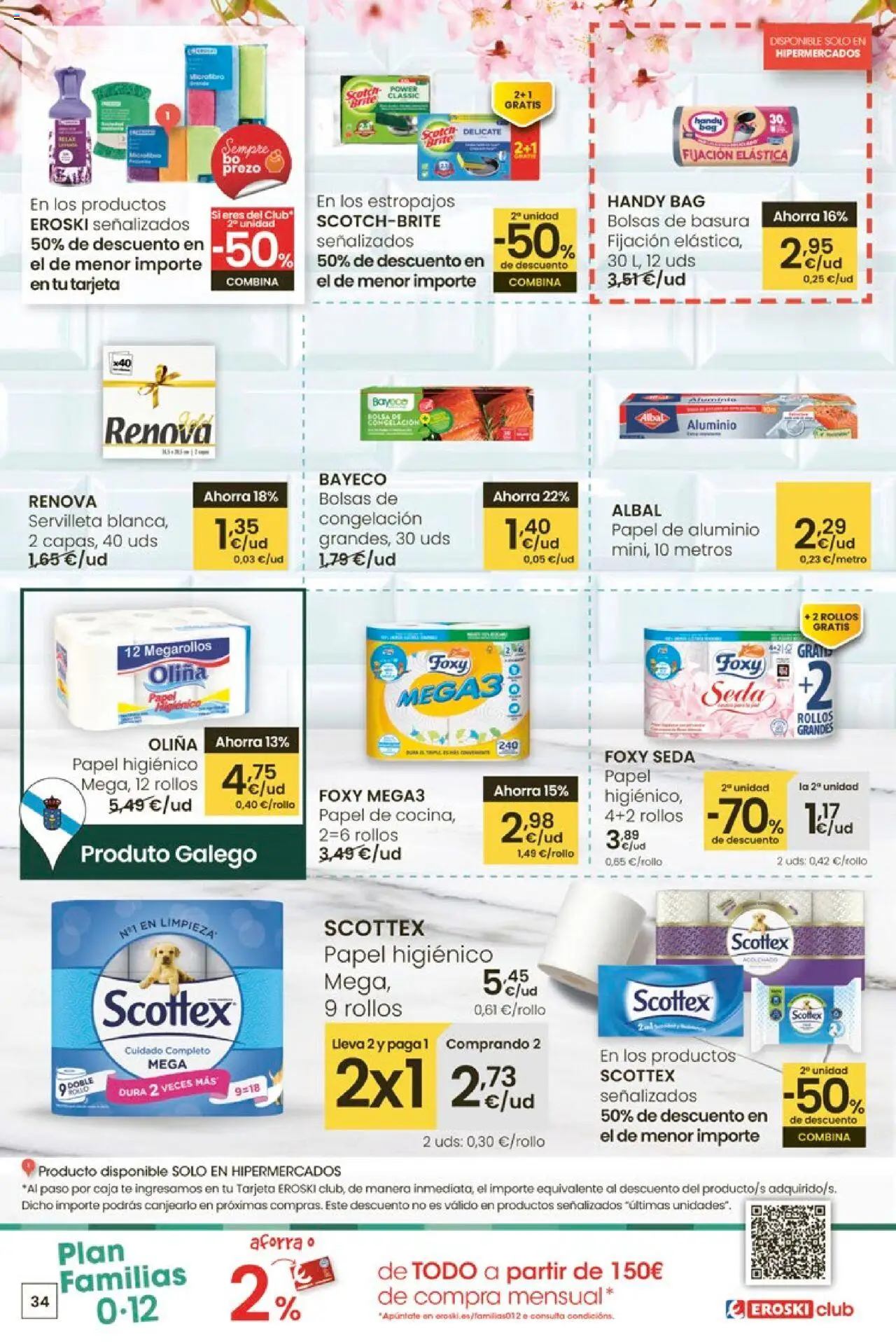 Eroski - Ofertons para conquistarte │ válido desde el 14.08.2025 | Página: 34 | Productos: Papel higienico, Té, Bolsa, Caja