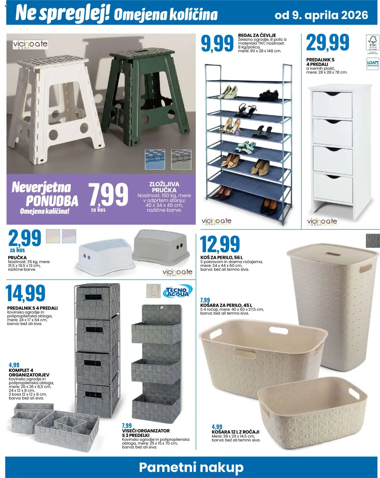 Novi Eurospin katalog ponudbe – veljaven od 09.04.2026 | Stran: 14 | Izdelki: Predalnik, Košara, Regal, Barva