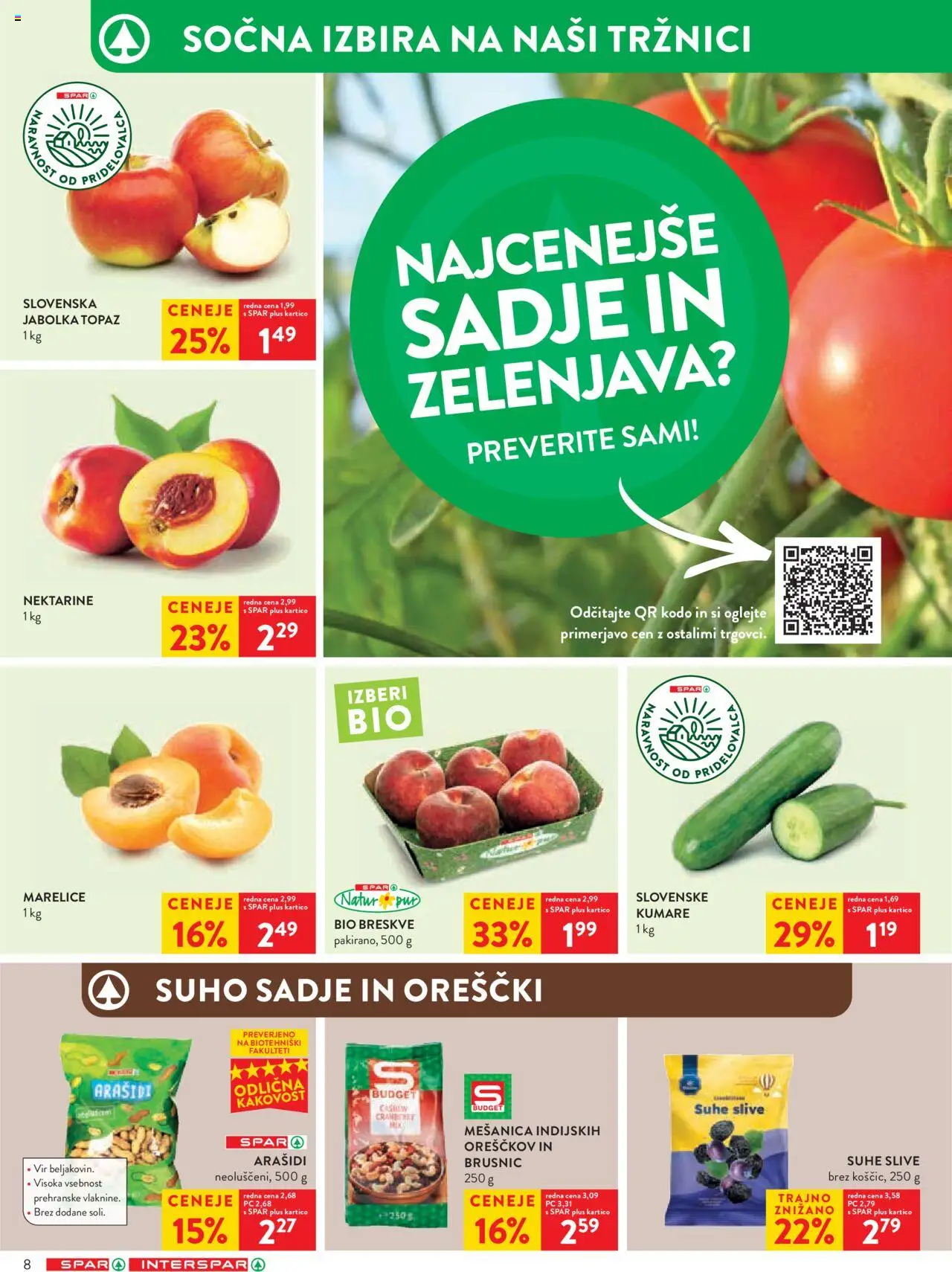 Spar katalog 26/25 │ velja od 26.06.2025 | Stran: 9 | Izdelki: Marelice, Suhe slive, Orescki, Sadje