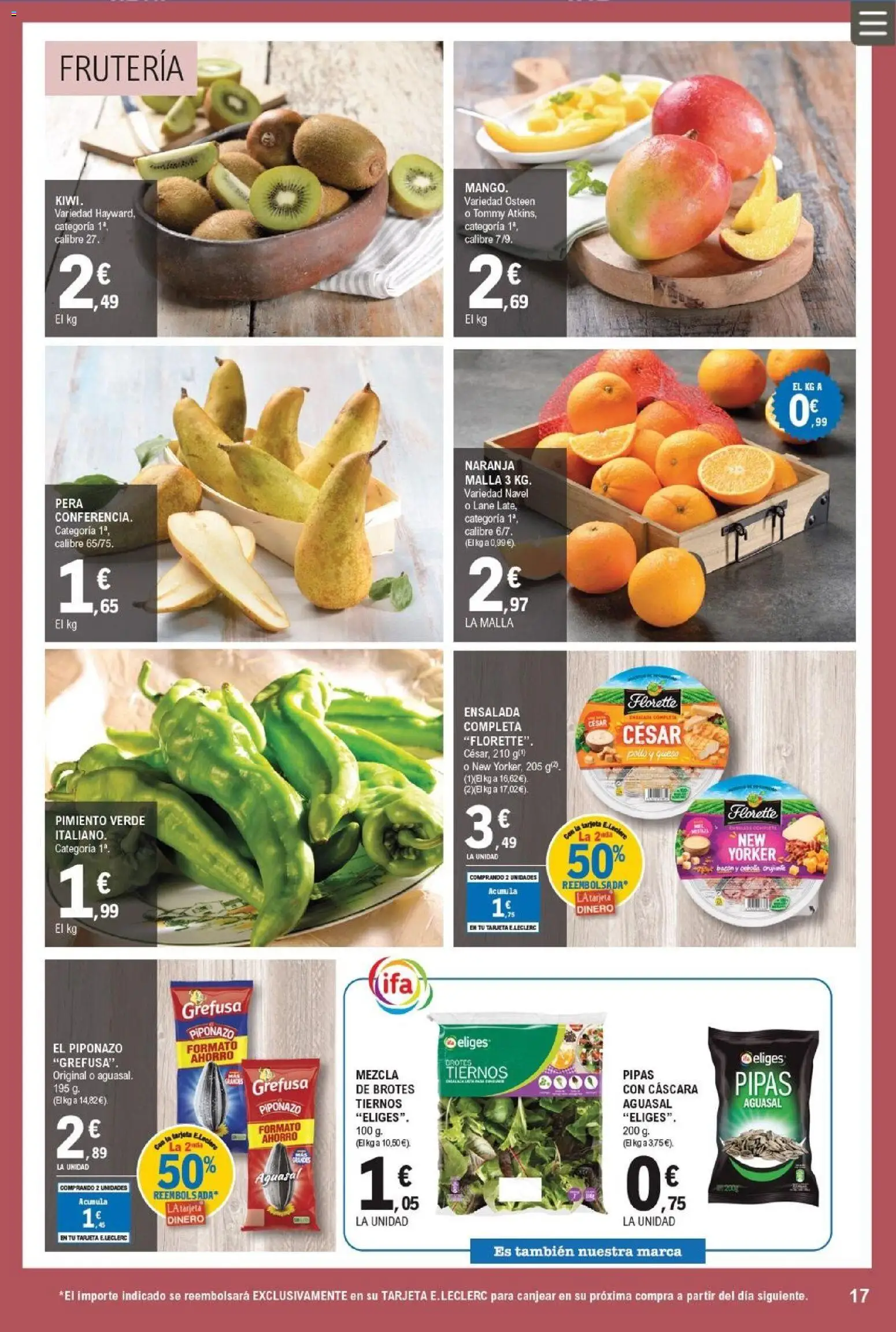 E.Leclerc folleto │ válido desde el 25.03.2026 | Página: 17 | Productos: Κάδος απορρυμάτων, Kiwi, Ensalada, Παγωμένο τσάι
