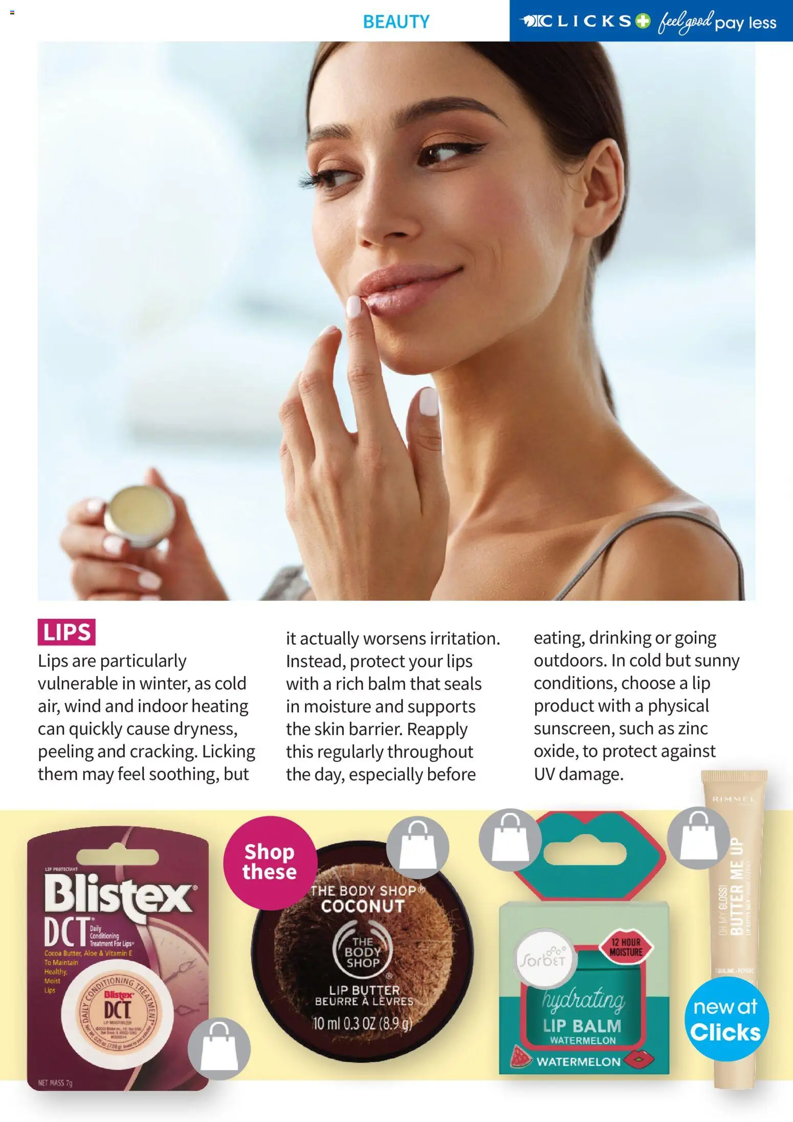 New Clicks catalogue – valid from 01.04.2026 | Page: 30 | Products: Gloss, Moisturizer, Butter, Lip balm