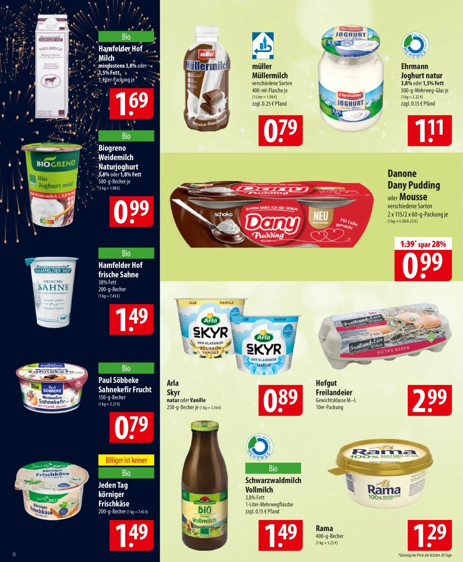 Famila Prospekt 	 – gültig ab 29.12.2025 | Seite: 6 | Produkte: Eier, Müllermilch, Sahne, Frischkase