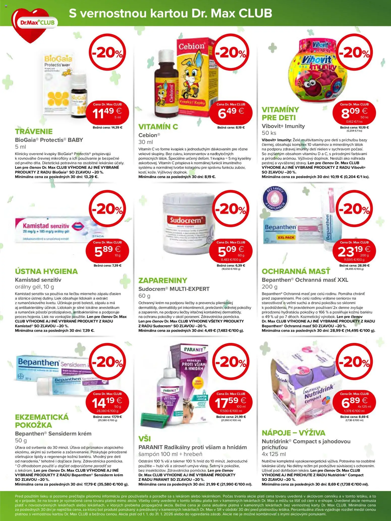 Nové Dr. Max akcie – leták je platný od 01.01.2026 | Strana: 7 | Produkty: Šampón, Hrebeň, Sudocrem, Krém
