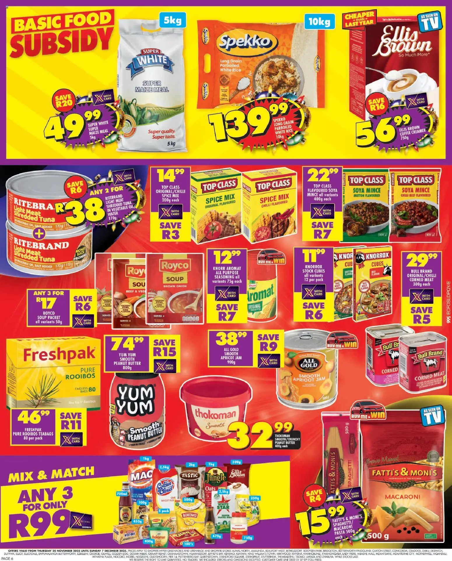 New Shoprite catalogue – valid from 20.11.2025 | Page: 6 | Products: Beef, Seasoning, Stock, Water