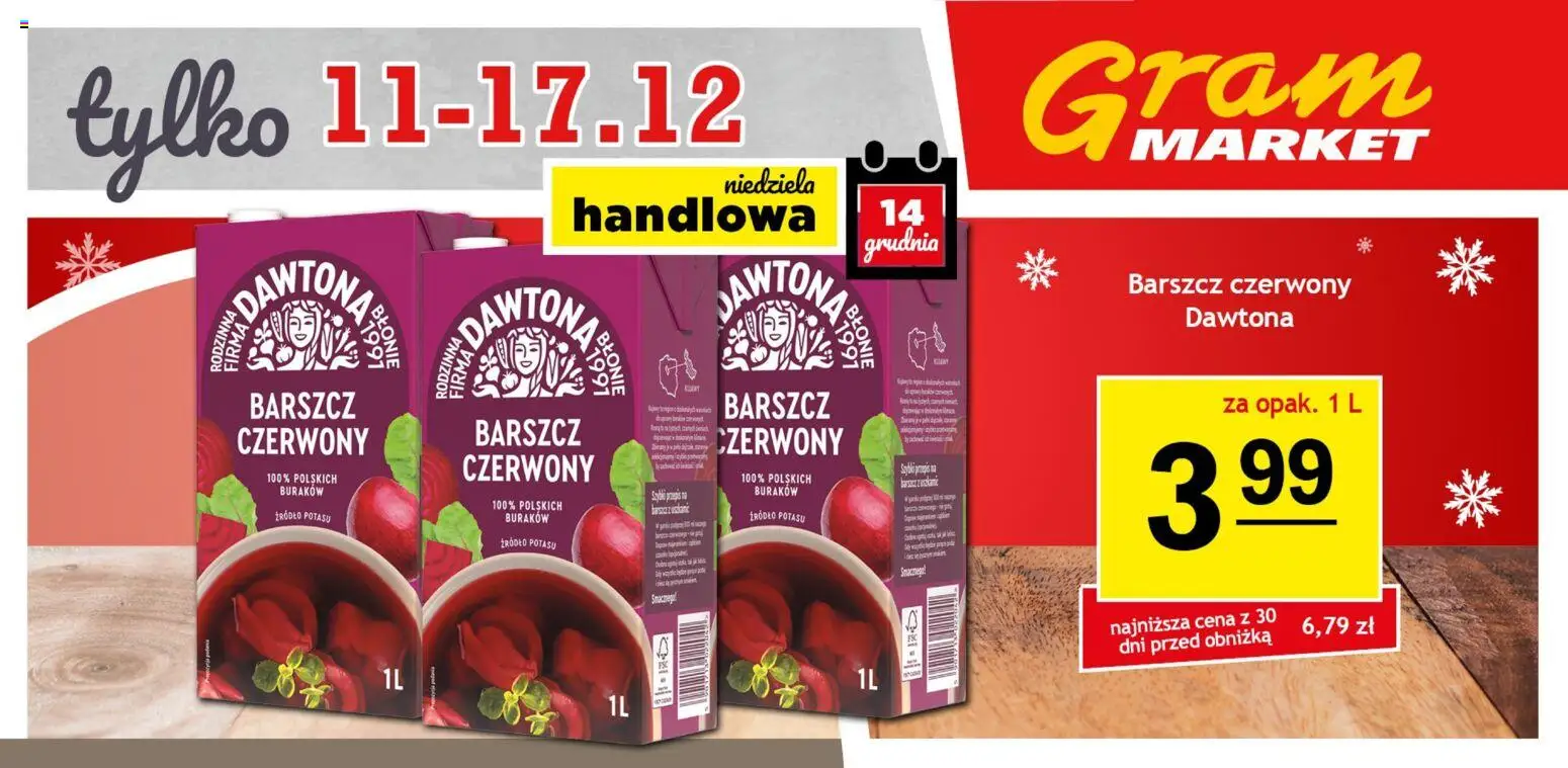 Gram Market Gazetka - Billboard od 11.12.2025 | Strona: 3 | Produkty: Barszcz