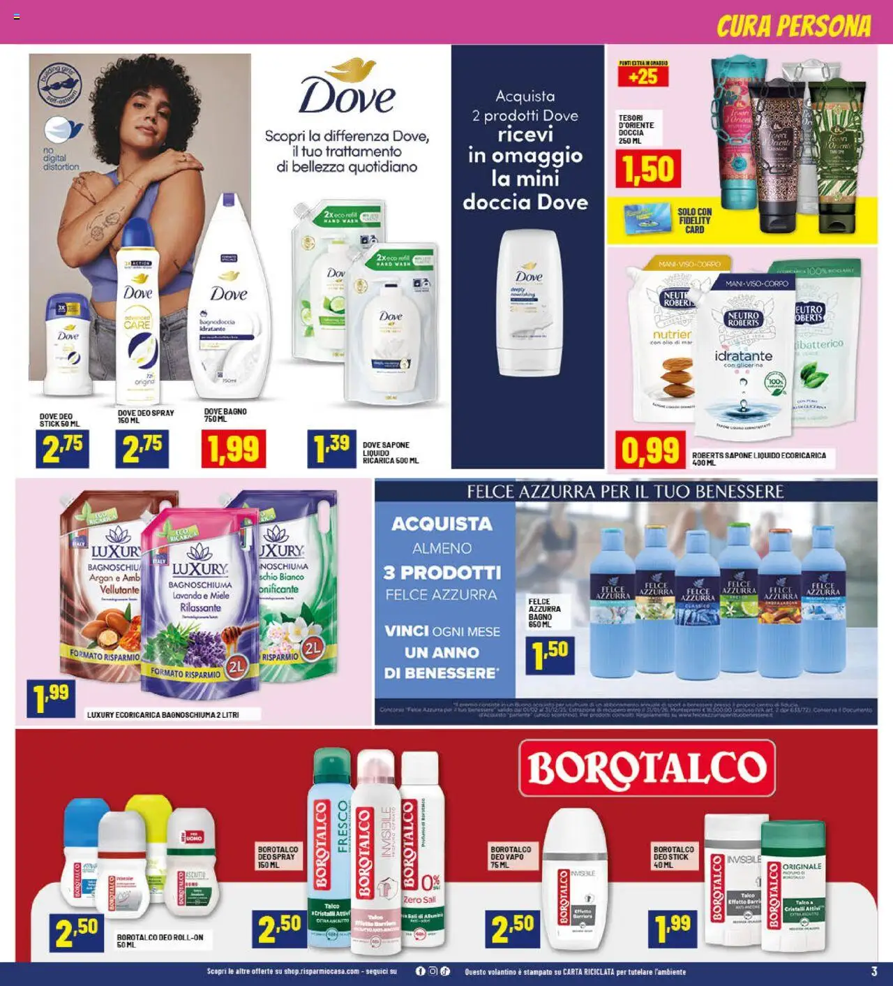Volantino RisparmioCasa del 25.09.2025 | Pagina: 3 | Prodotti: Sapone, Bagnoschiuma, Bagno, Doccia