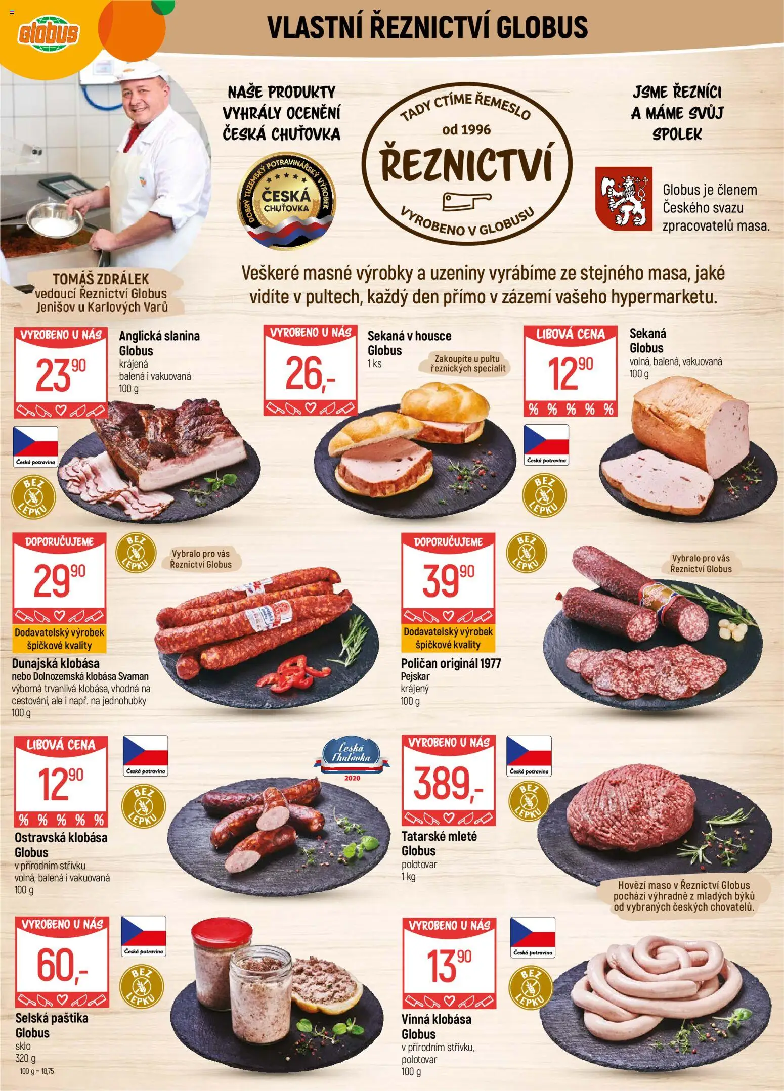 Globus leták - Karlovy Vary od 10.12.2025 | Strana: 2 | Produkty: Globus, Hovězí maso, Vinná klobása, Uzeniny