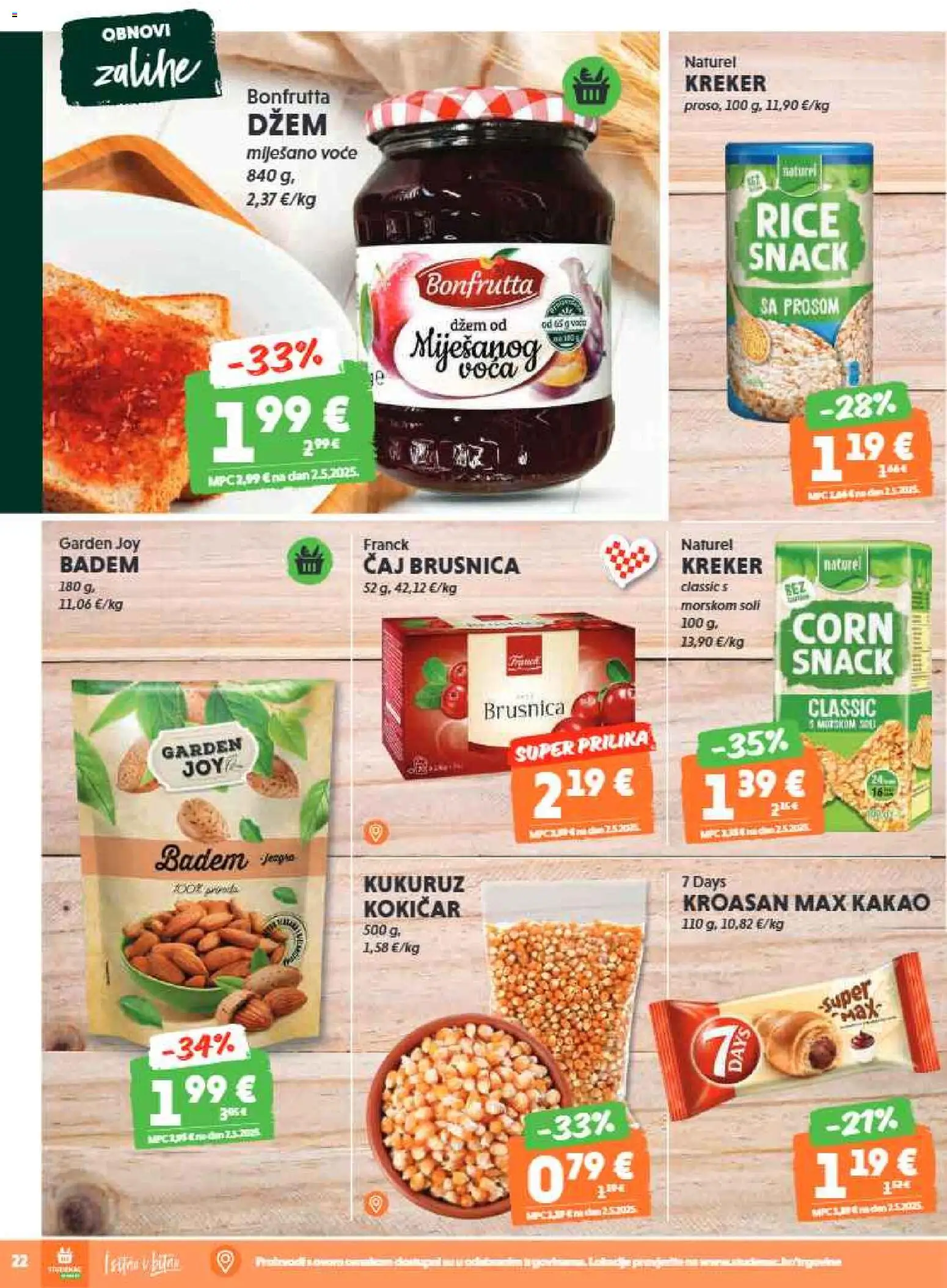 Studenac katalog | vrijedi od 21.01.2026 | Stranica: 22 | Proizvodi: Džem, Badem, Kroasan, Brusnica