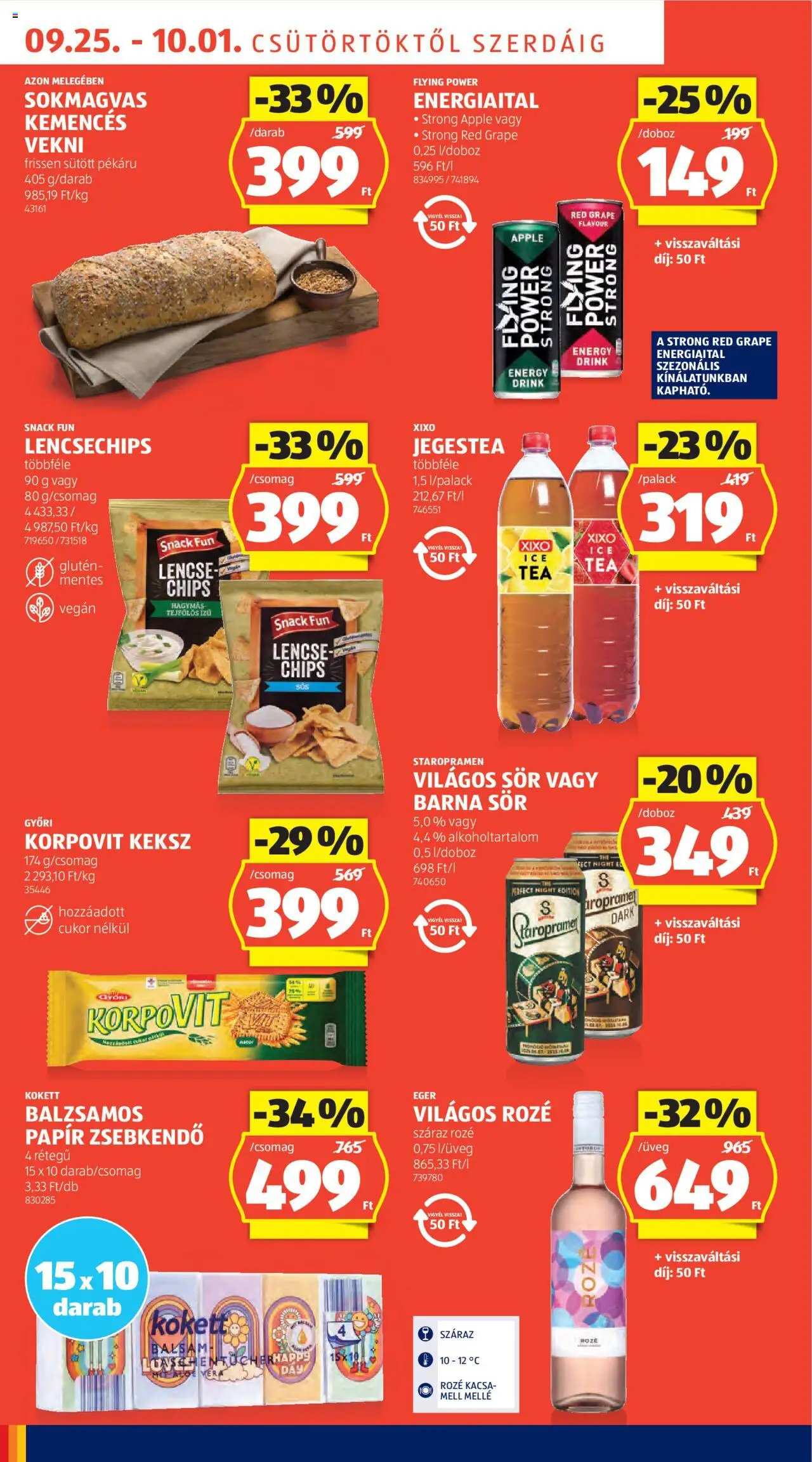 Aldi akciós ujság - amely érvényes a következő dátumtól: 25.09.2025 | Oldal: 10 | Termékek: Energiaital, Kacsa, Vegán, Cukor