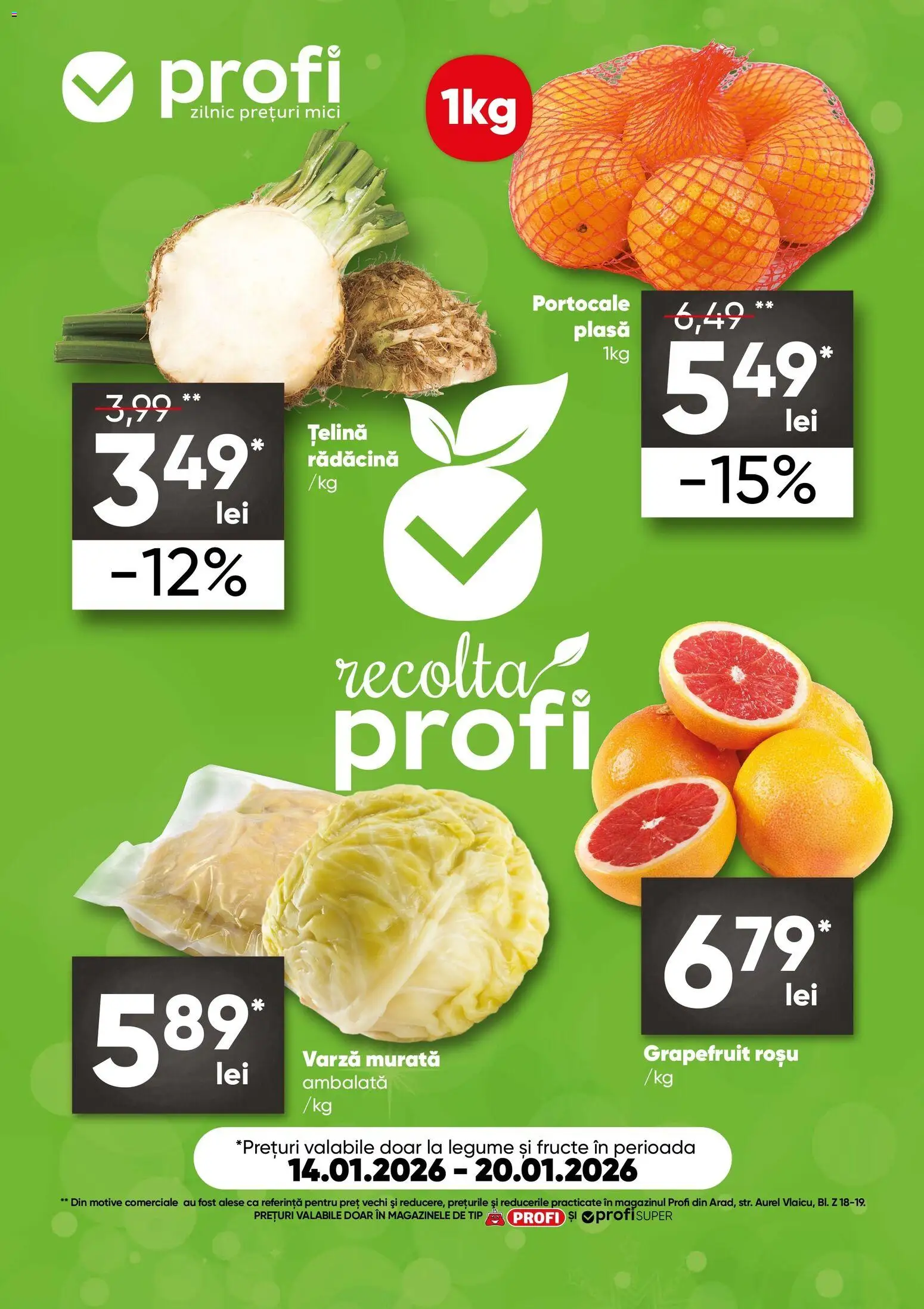 Noul catalog Profi – valabil de la 14.01.2026 | Pagină: 1 | Produse: Varză, Mici, Portocale, Fructe