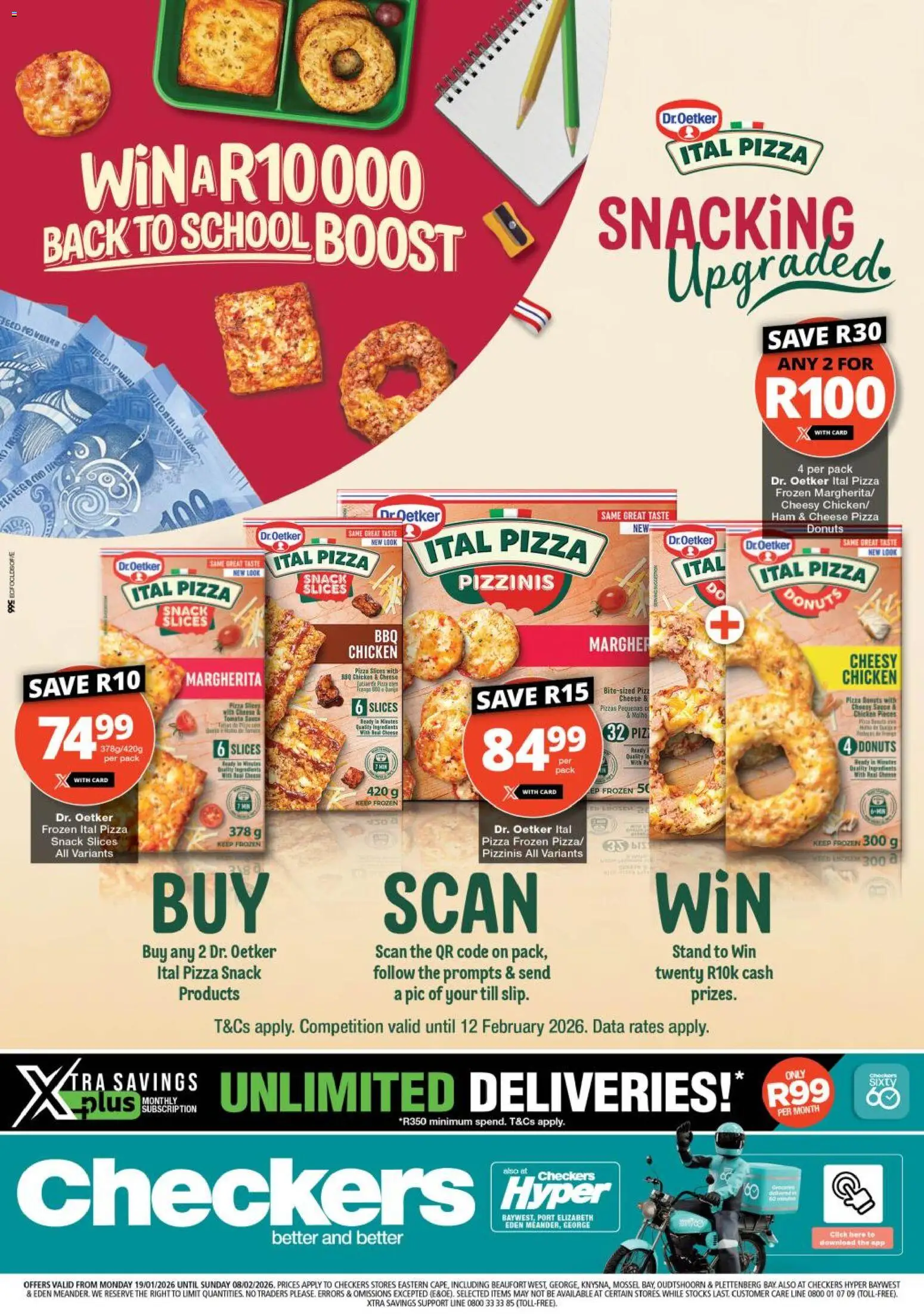 New Checkers catalogue – valid from 19.01.2026 | Page: 1 | Products: Cheese, Ham, Pizza, Chicken