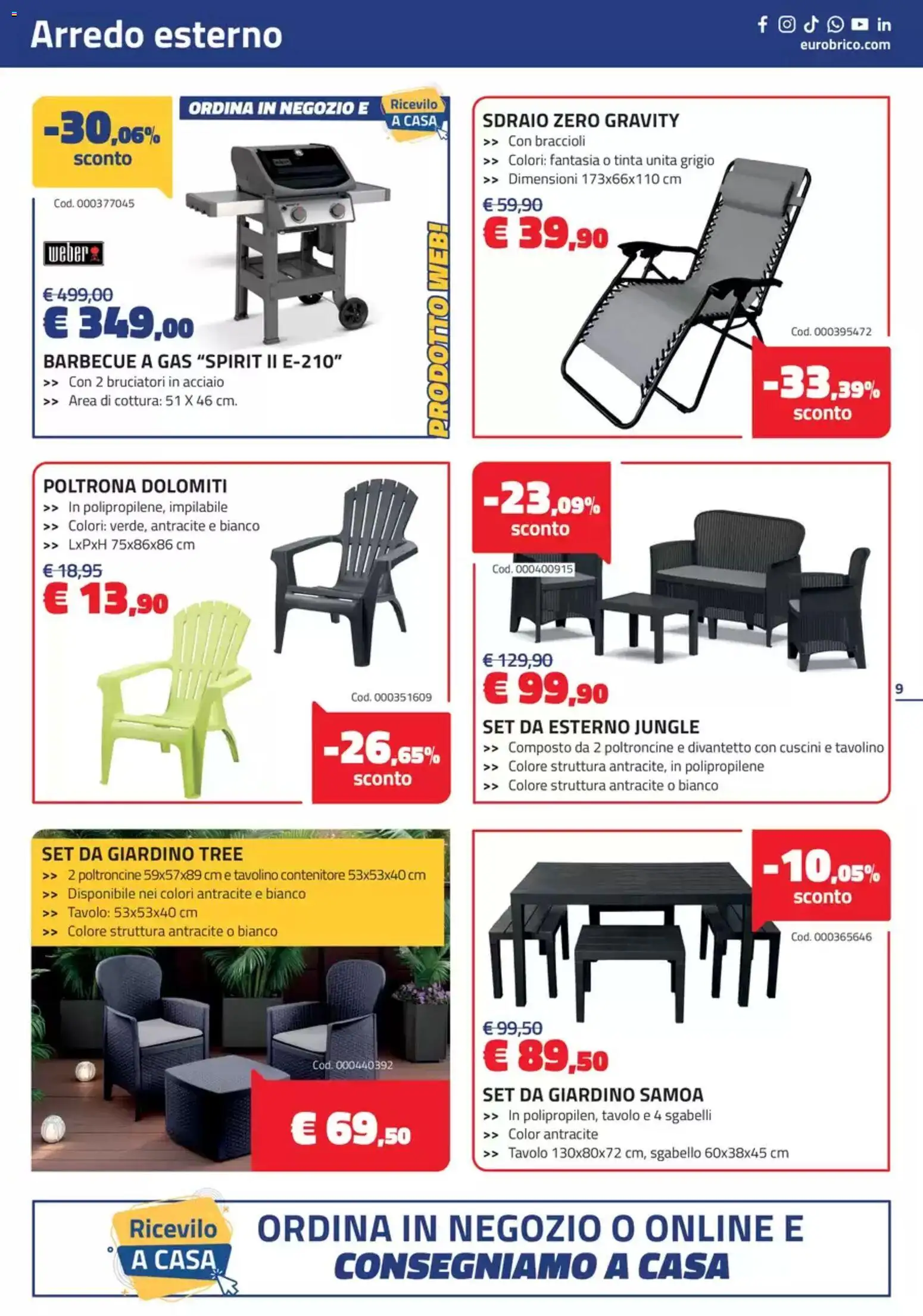Volantino Eurobrico del 19.03.2026 | Pagina: 9 | Prodotti: Tavolino, Braccioli, Poltrona, Tavolo