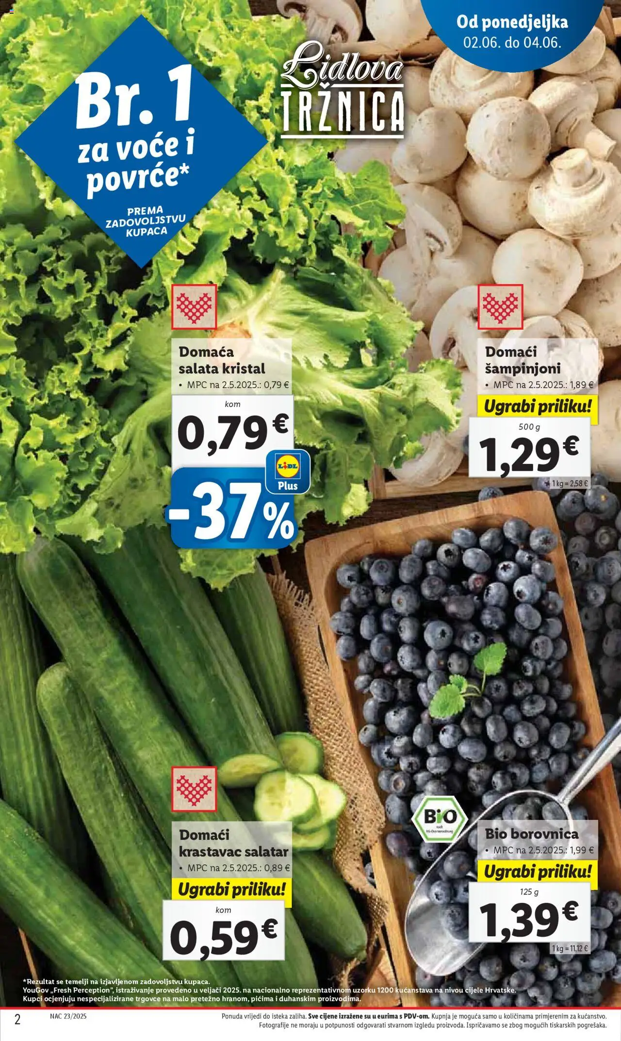 Lidl katalog | vrijedi od 02.06.2025 | Stranica: 2 | Proizvodi: Krastavac, Salata, Voće, Borovnica