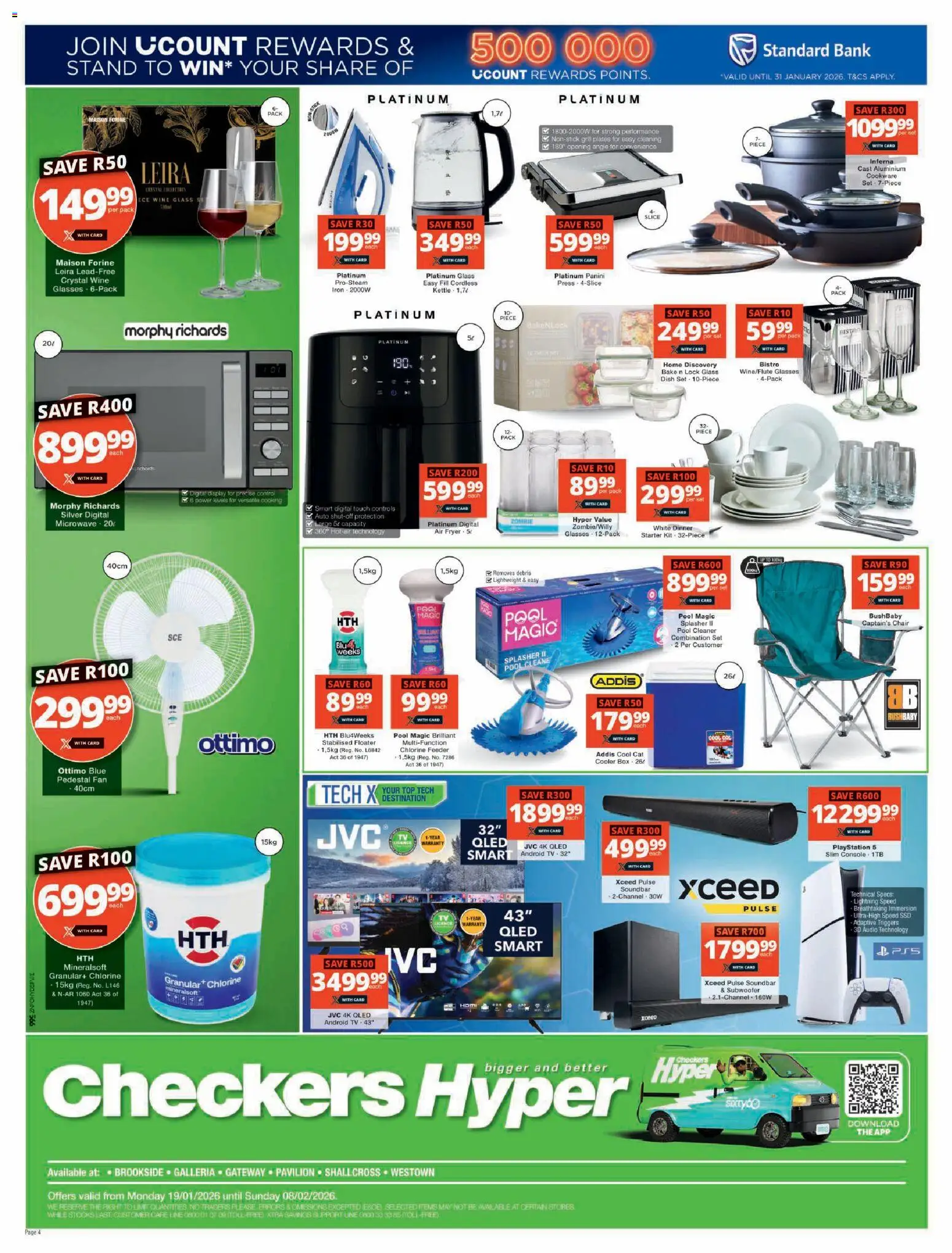 New Checkers catalogue – valid from 19.01.2026 | Page: 4 | Products: Glasses, Lock, Cooler, Wine