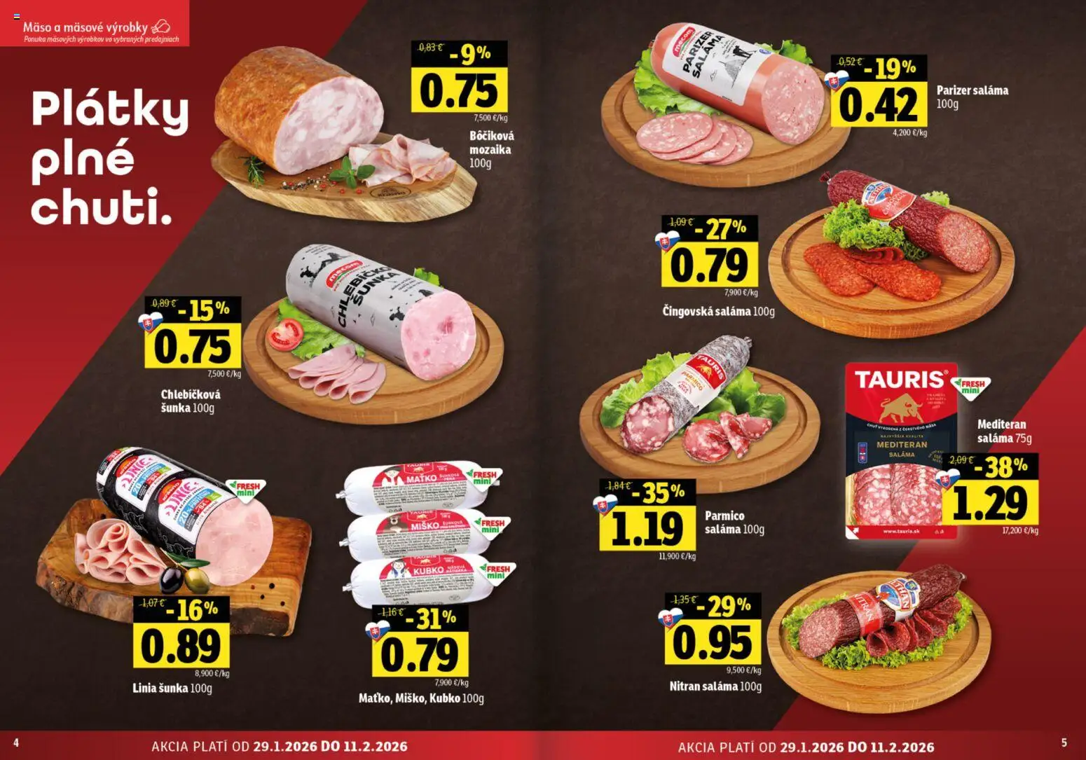 Nové Fresh akcie – leták je platný od 29.01.2026 | Strana: 3 | Produkty: Saláma, Šunka