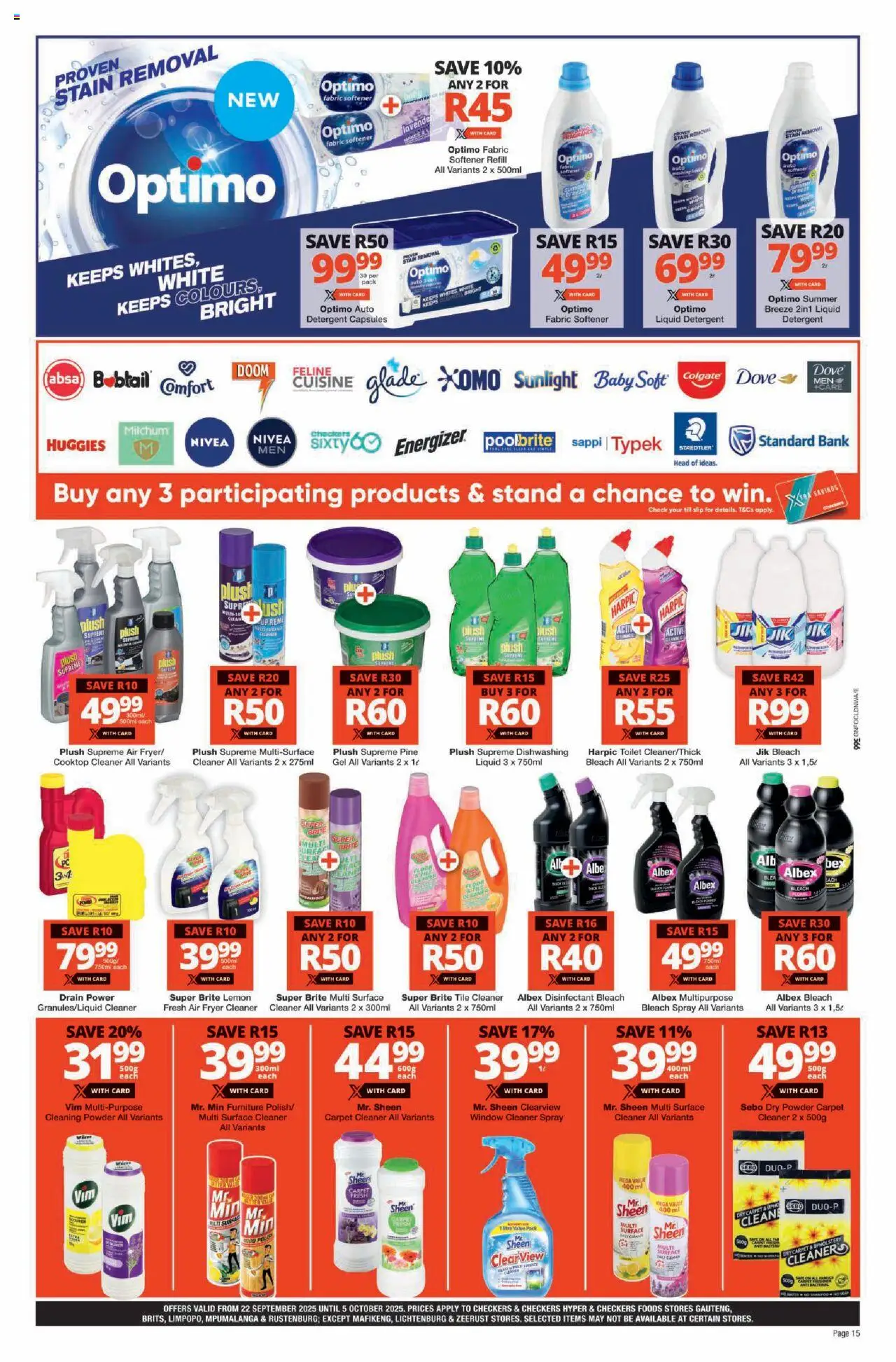 New Checkers catalogue – valid from 22.09.2025 | Page: 15 | Products: Toilet, Surface cleaner, Powder, Lemon