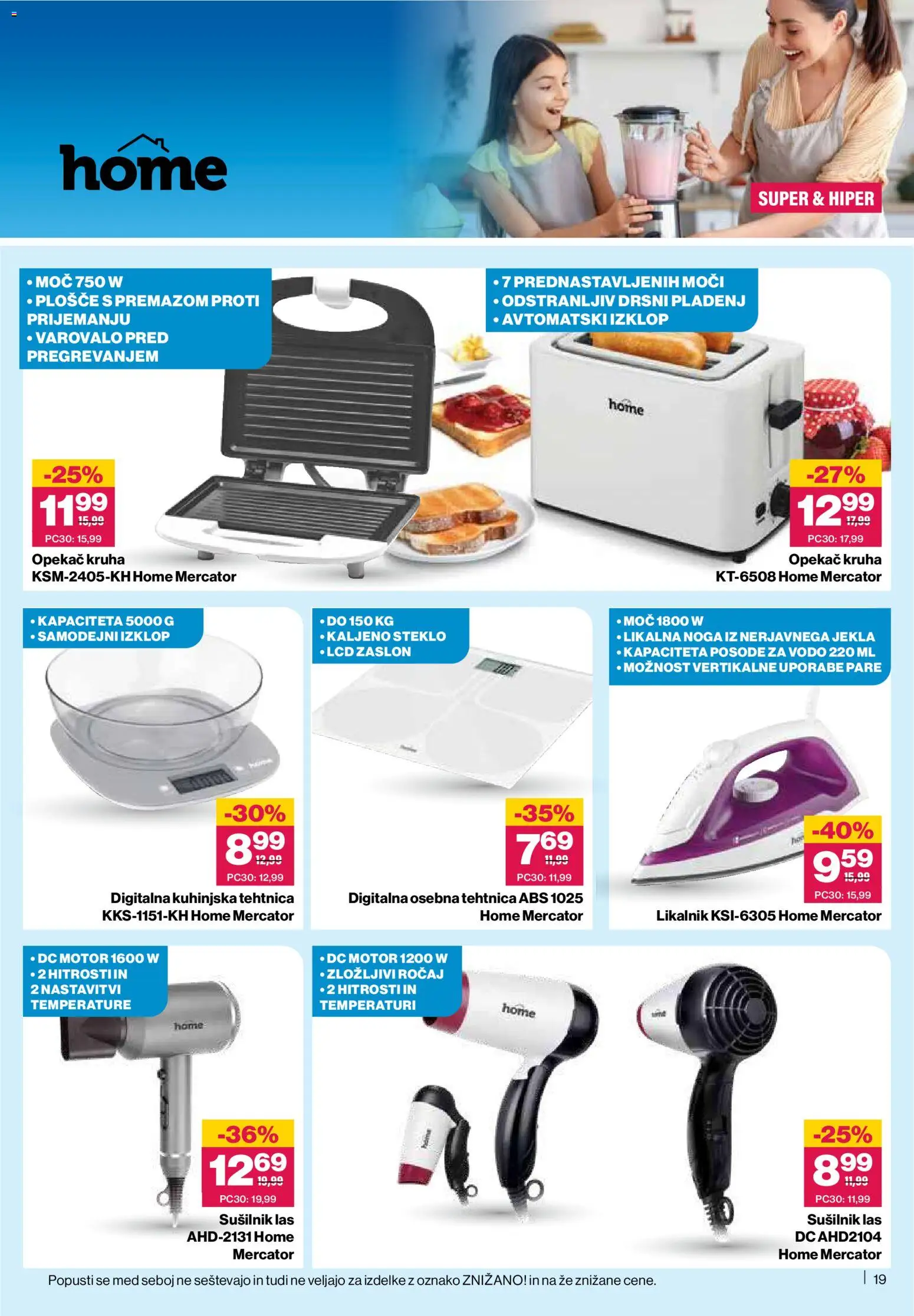 Novi Mercator katalog ponudbe – veljaven od 08.01.2026 | Stran: 19 | Izdelki: Likalnik, Tehtnica, Kuhinjska tehtnica