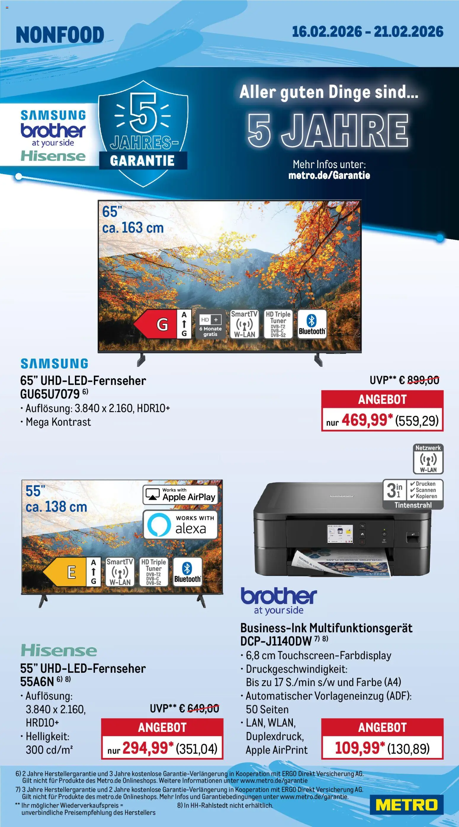 Metro Prospekt 	 – gültig ab 16.02.2026 | Seite: 22 | Produkte: Hisense, Samsung, Apple