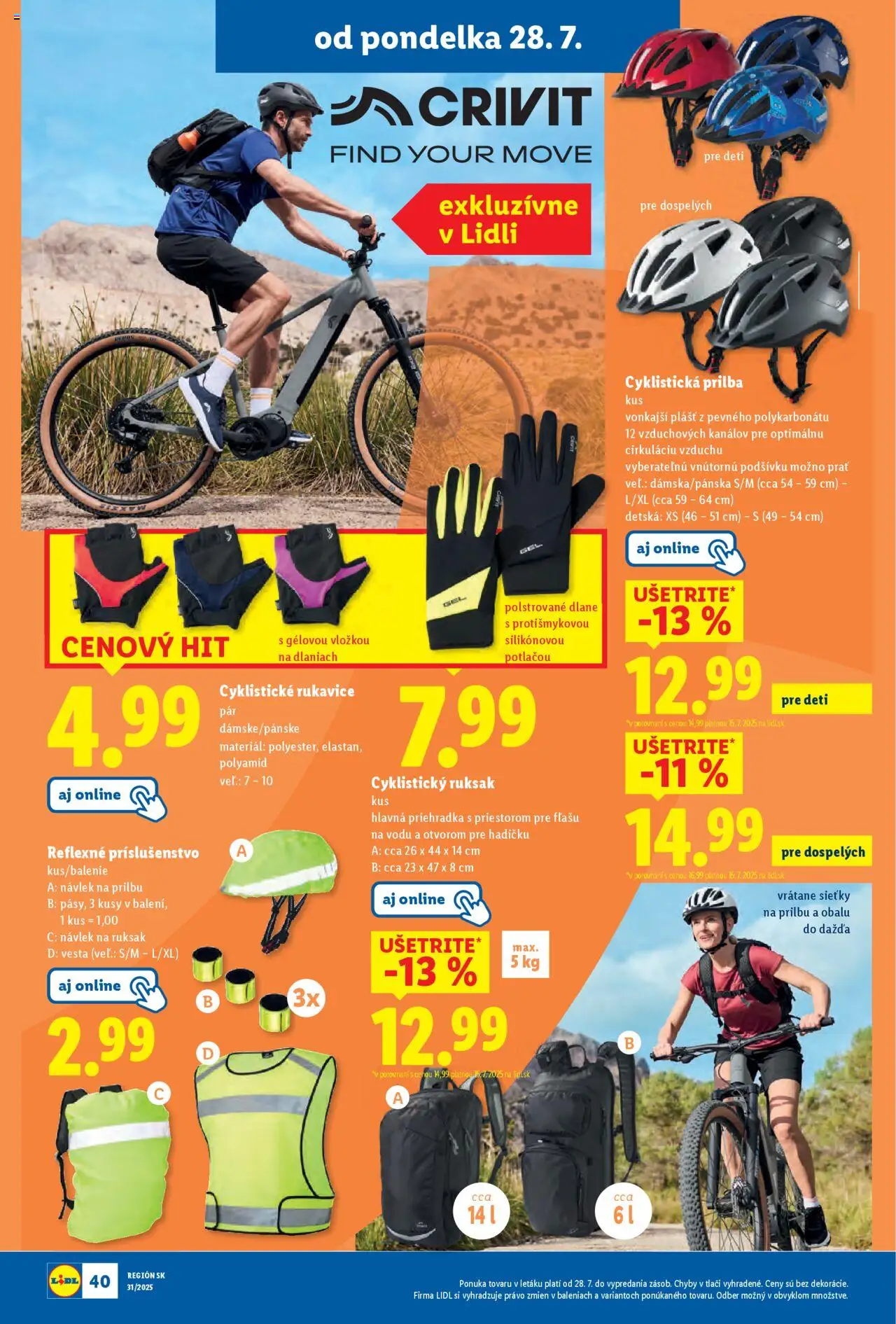 Lidl leták │ platný od 28.07.2025 | Strana: 46 | Produkty: Vesta, Ruksak, Rukavice