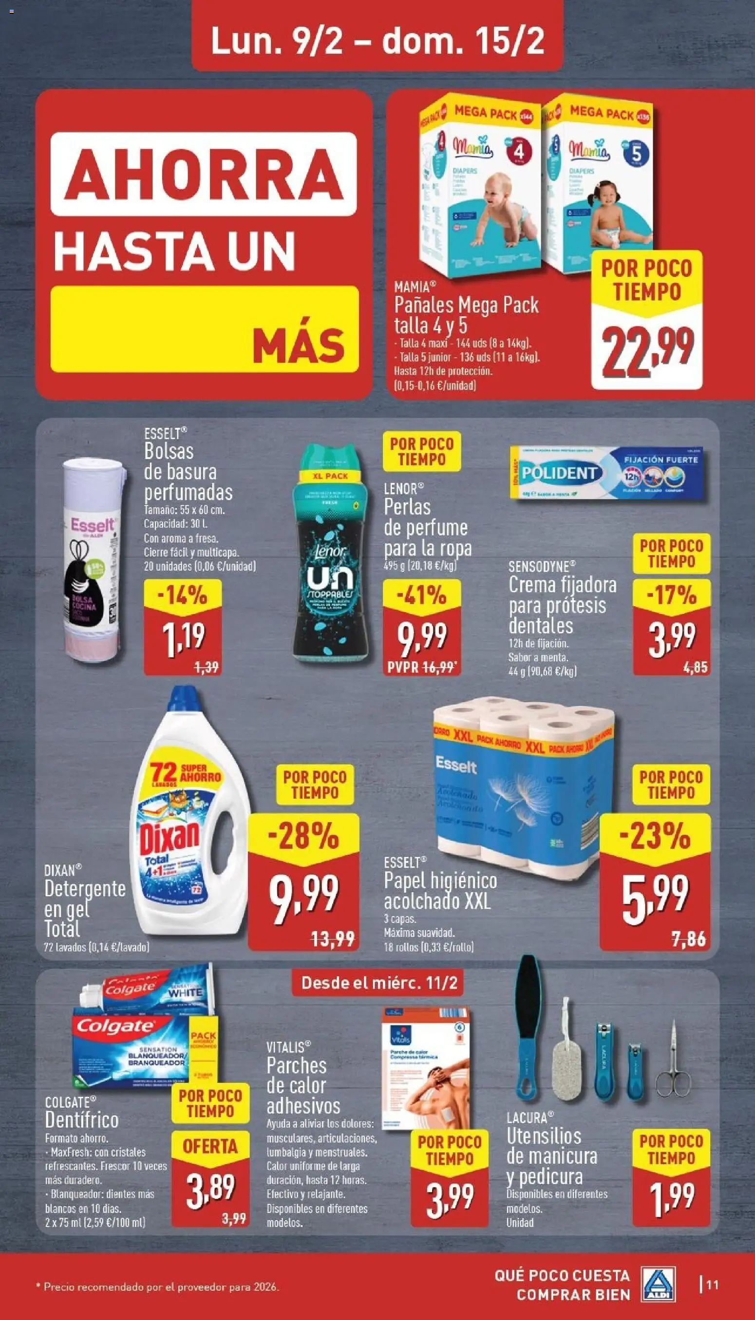 Aldi folleto Península │ válido desde el 09.02.2026 | Página: 11 | Productos: Detergente, Papel higienico, Bolsa, Cocina