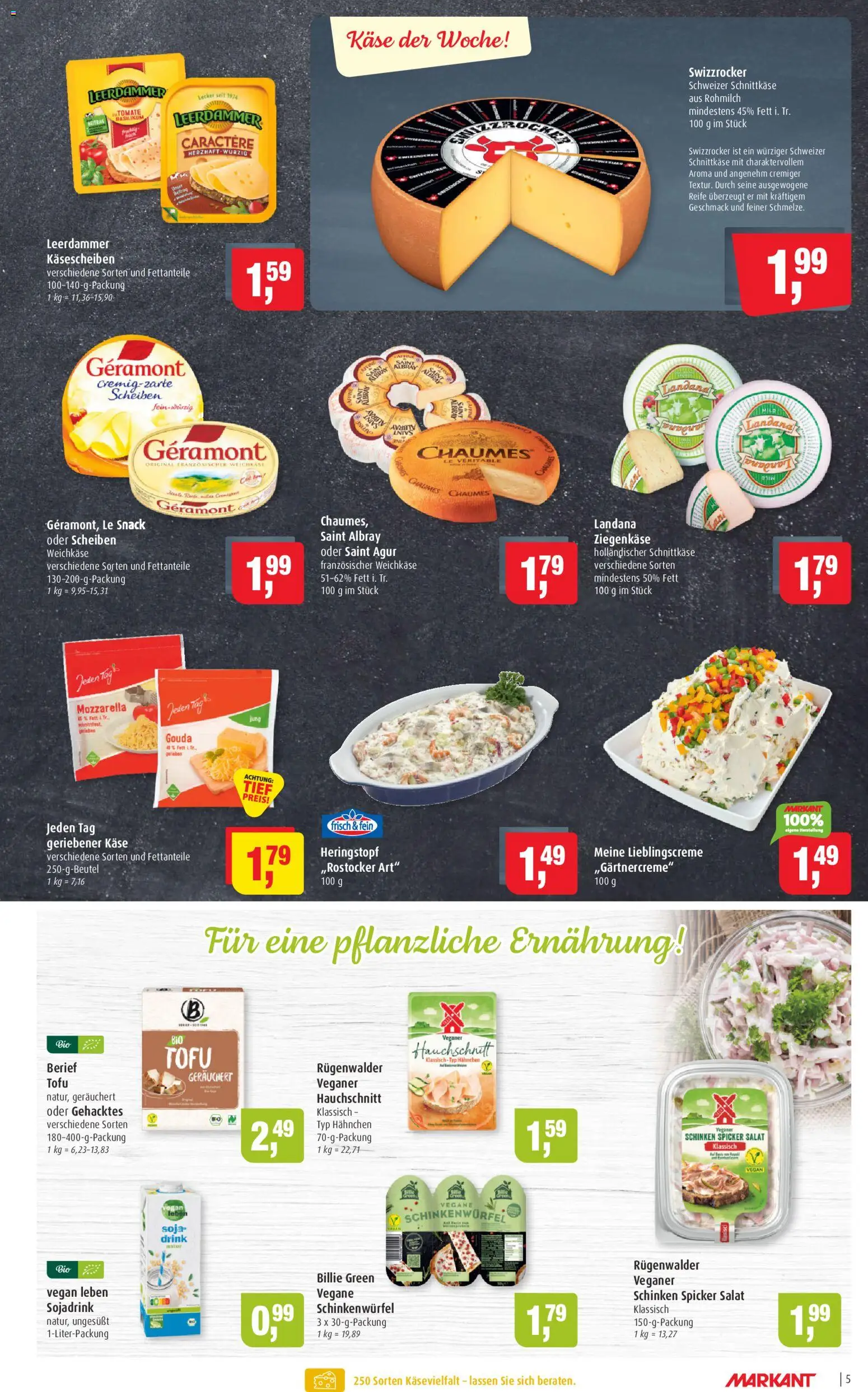 Markant Prospekt 	 – gültig ab 23.02.2026 | Seite: 5 | Produkte: Käse, Gouda, Leerdammer, Salat